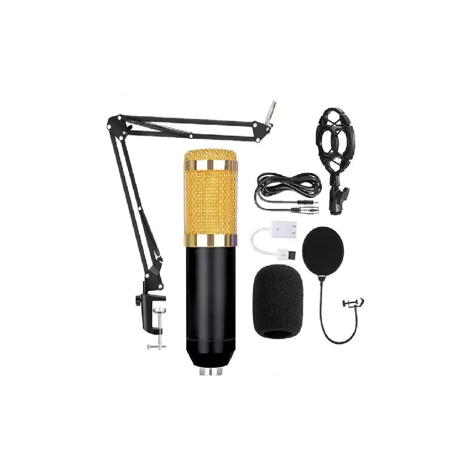 Kit De Microfone De Estúdio Condensador Com Braço
