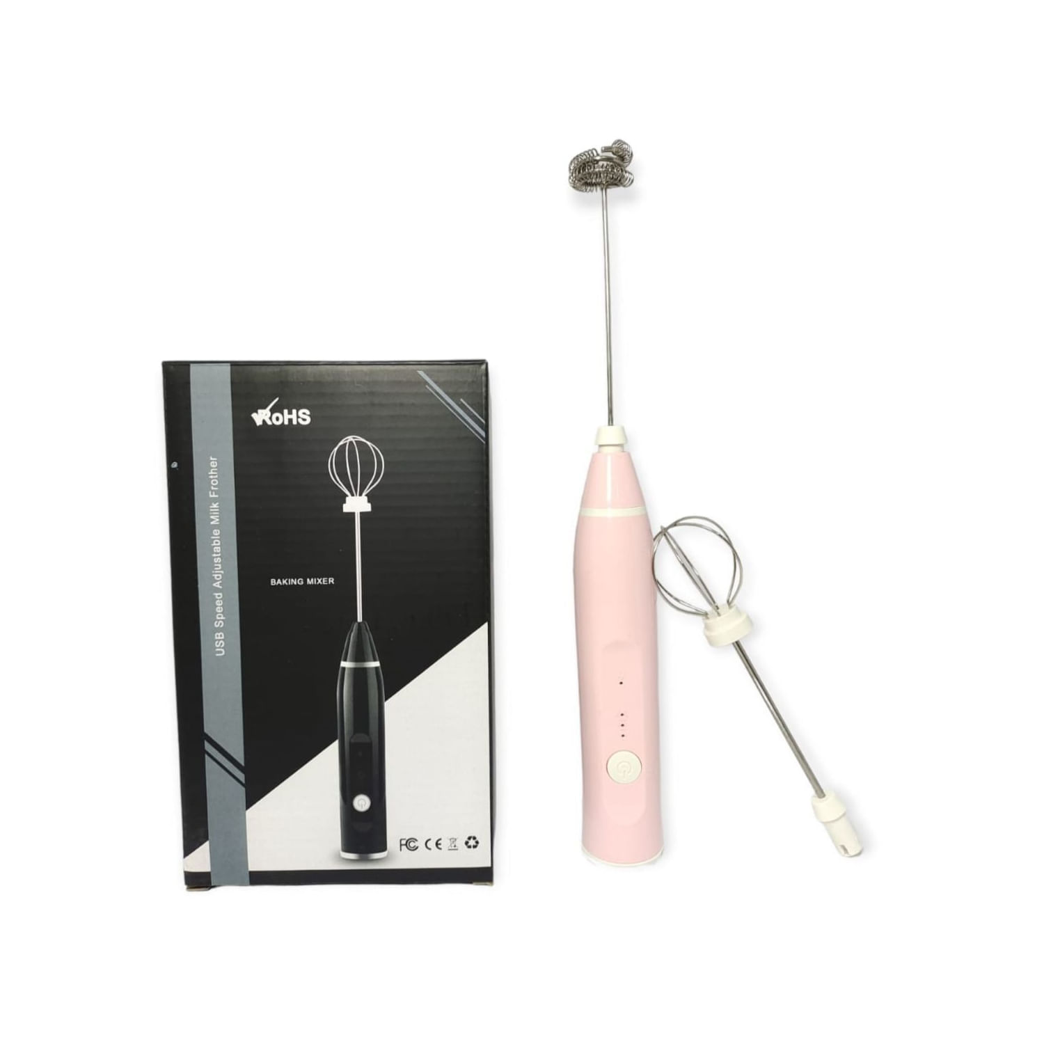 Mini Batedor De Café E Leite Recarregável Rosa