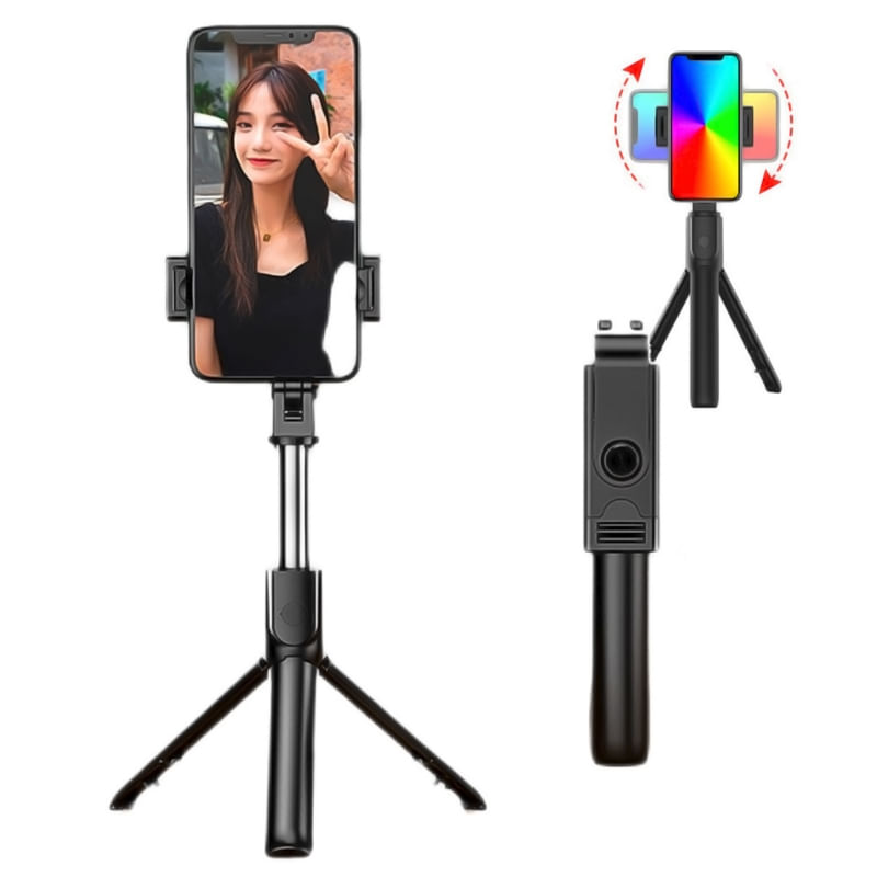 Controle Remoto Bluetooth Selfie Stick Tripod Palo
