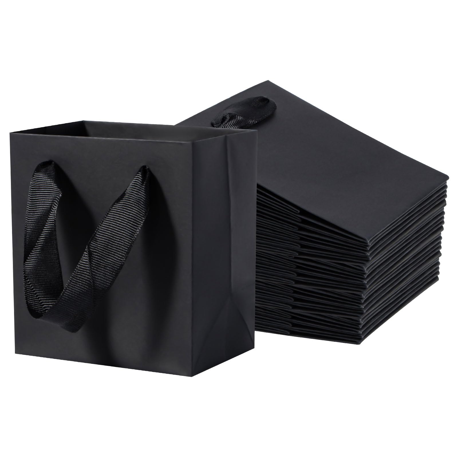 Sacos De Presente Secam Papel Kraft Preto Pequeno, 50 Unidades, 10,2 X 7 X 11,4 Cm