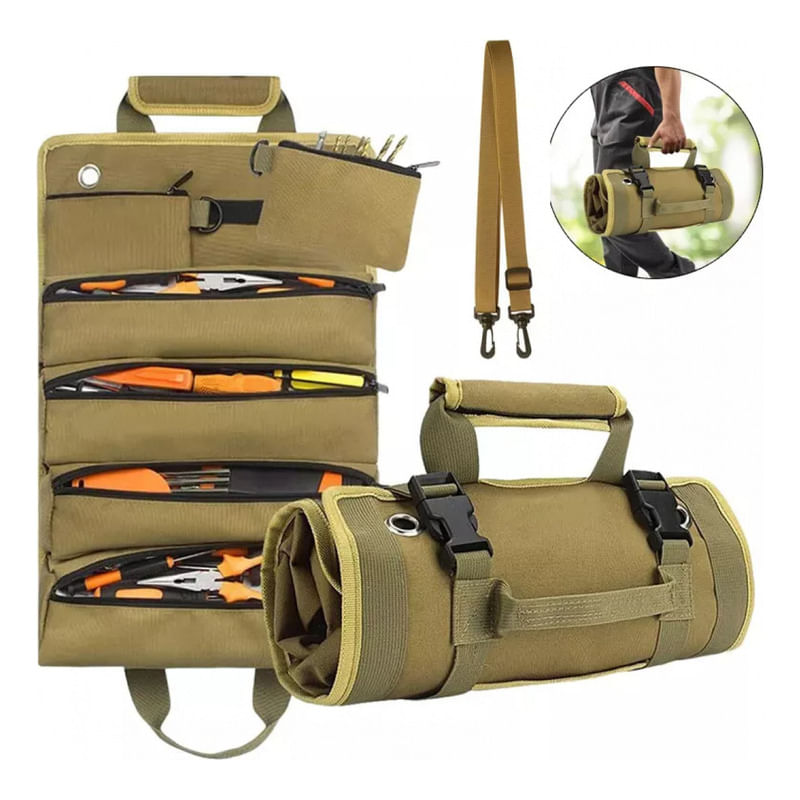 Bolsa De Ferramentas Roll Up Canvas Multifuncional Impermeável
