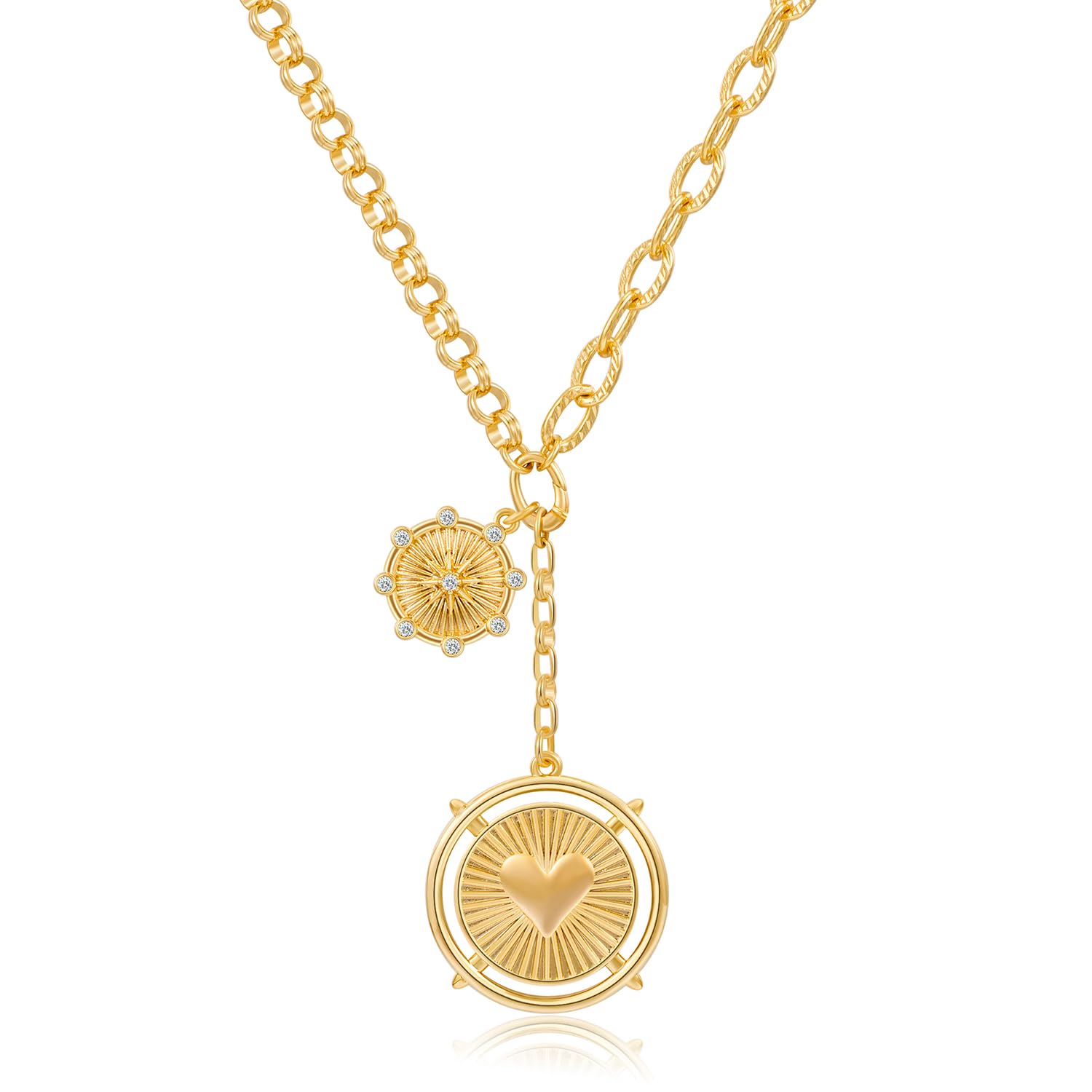 Colar Classyzint Gold Chunky Chain Com Pingente De Coração Feminino