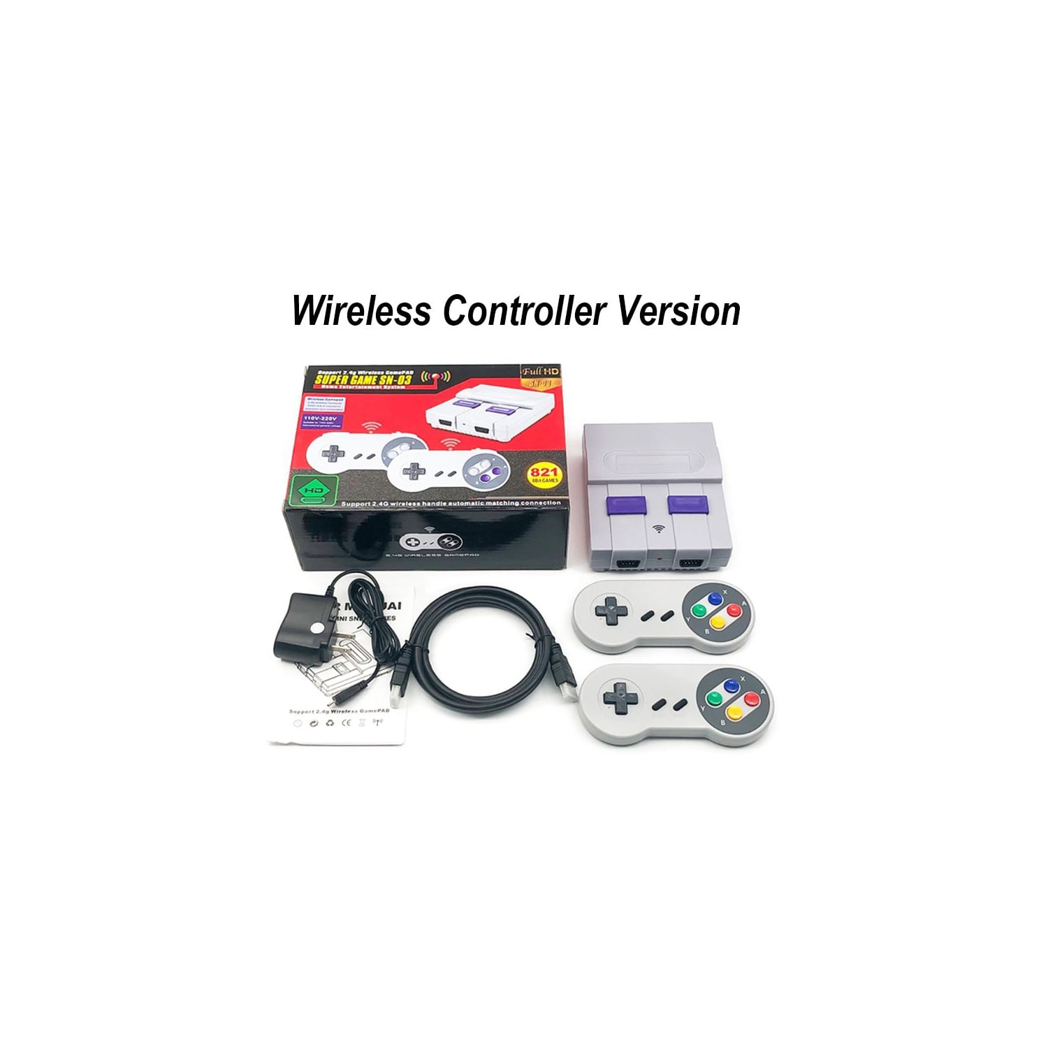 Console De Videogame Hd Hdmi Nes Sfc Com 821 Jogos Sem Fio