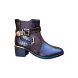 Bota De Tornozelo Em Couro Pu, Meia Panturrilha, Mulher, Outono, Inverno, B