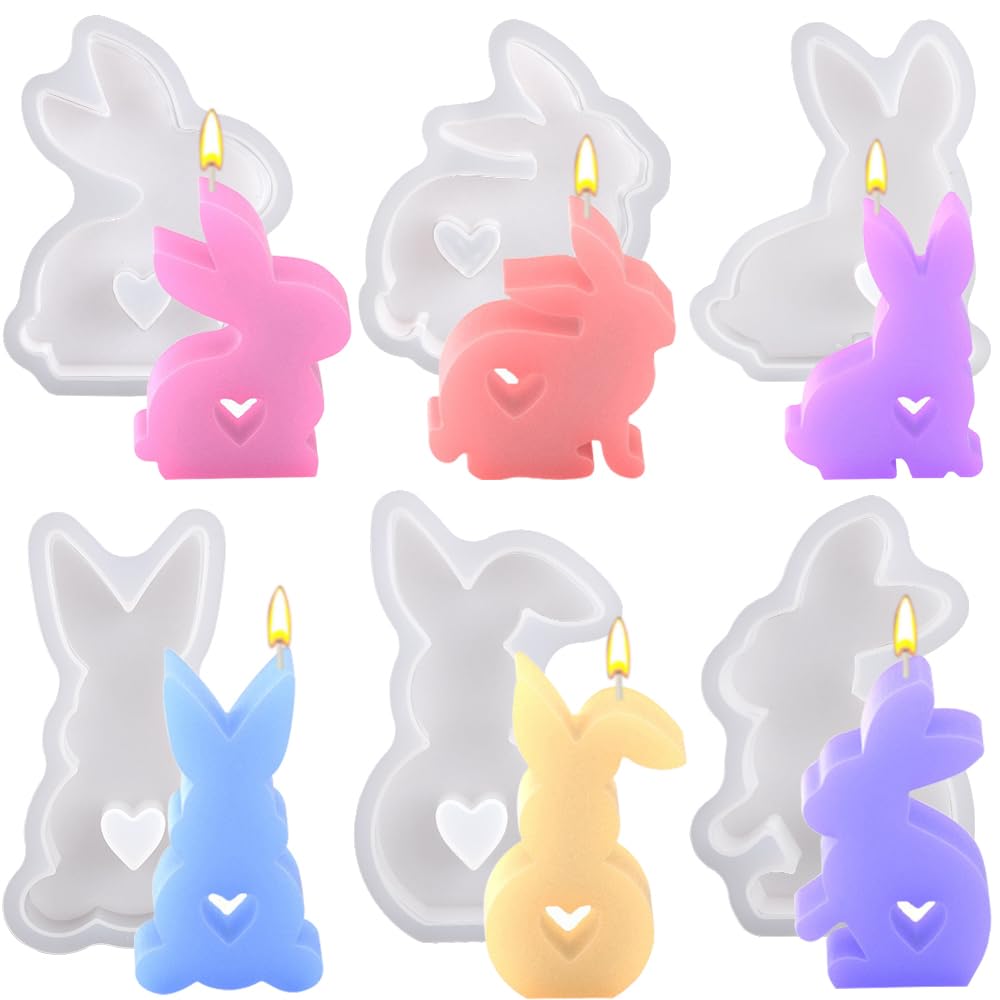 Moldes De Silicone Ruiydz Easter Rabbit Bunny Candle Making 6 Unidades