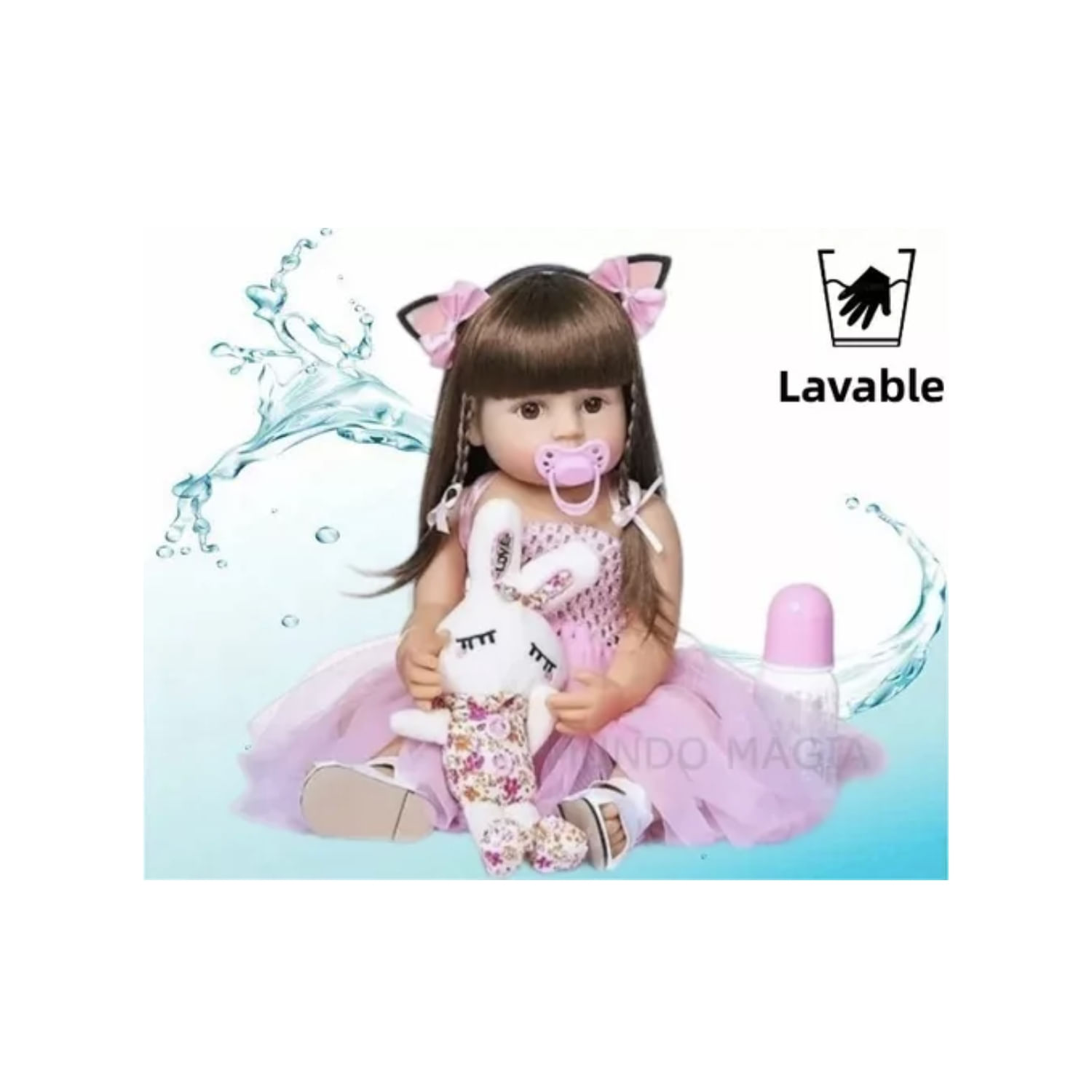 Boneca De Bebê Silicone Reborn Realista De 55 Cm Com Acessórios