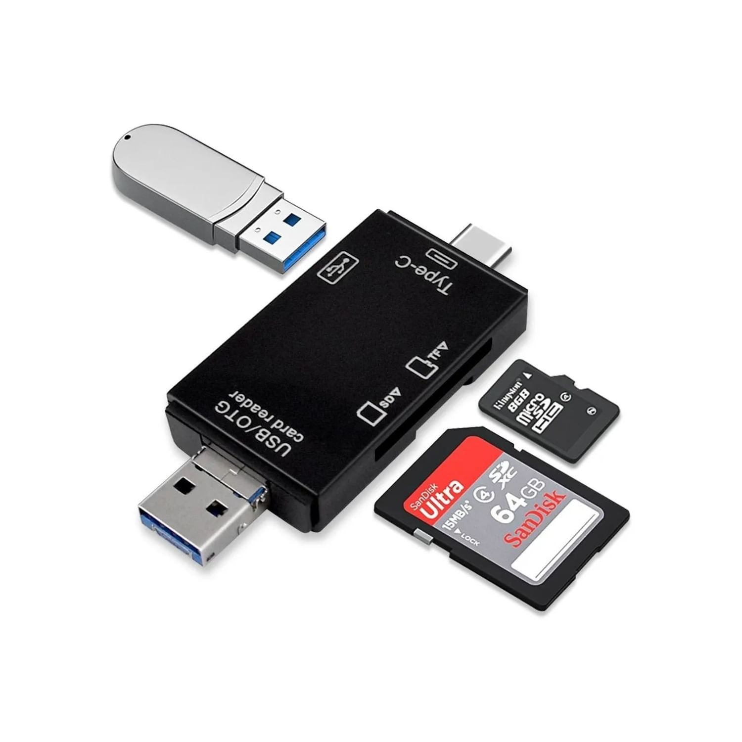 Adaptador De Leitor De Cartão 6 Em 1 Sd E Micro Sd Usb 2.0