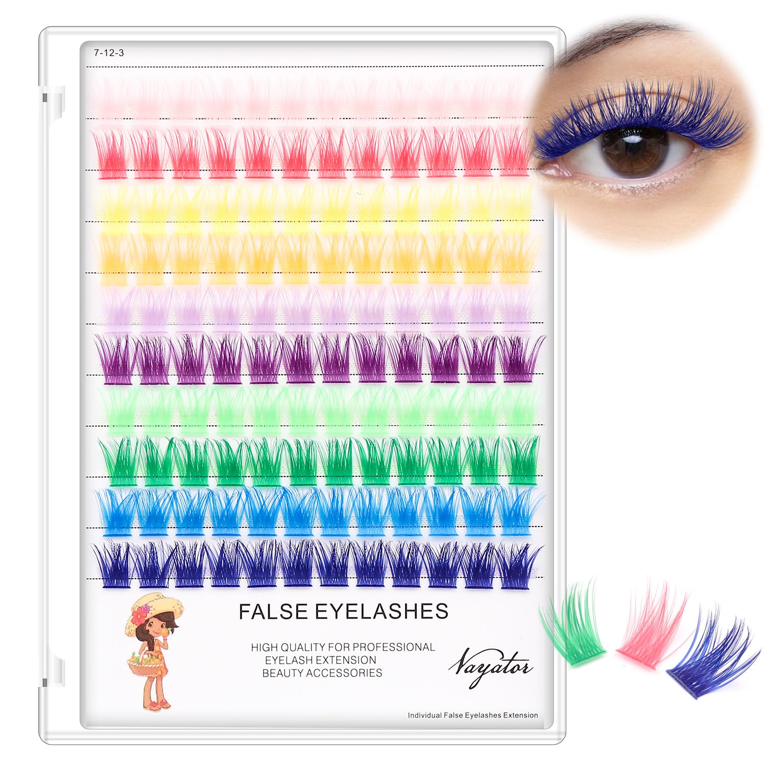 Cílios Postiços Vayator D Curl 10-20 Mm Com Haste Larga De 10 Cores