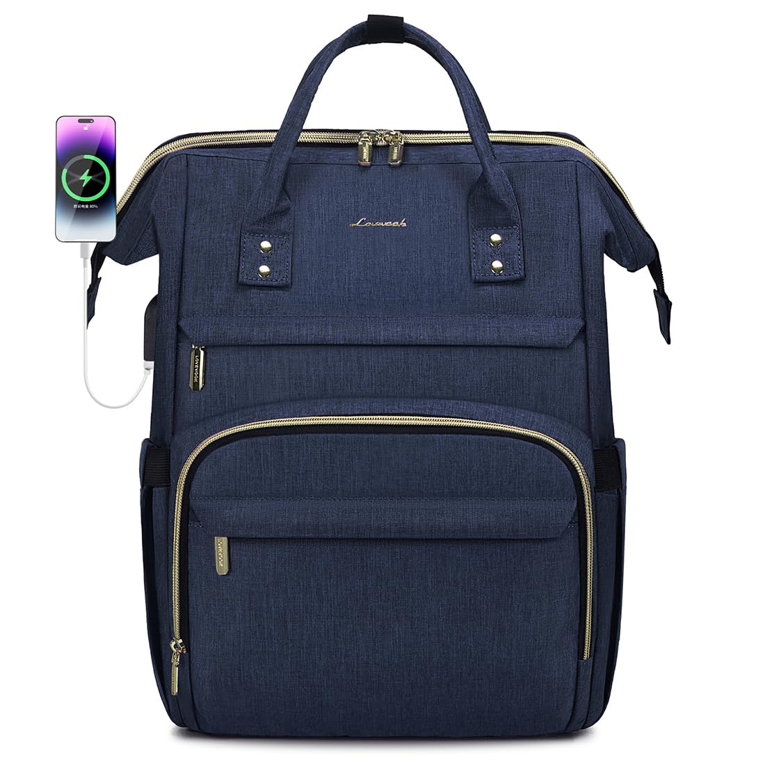 Mochila Para Laptop Lovevook Para Mulheres De 15,6" Impermeável Azul Escuro