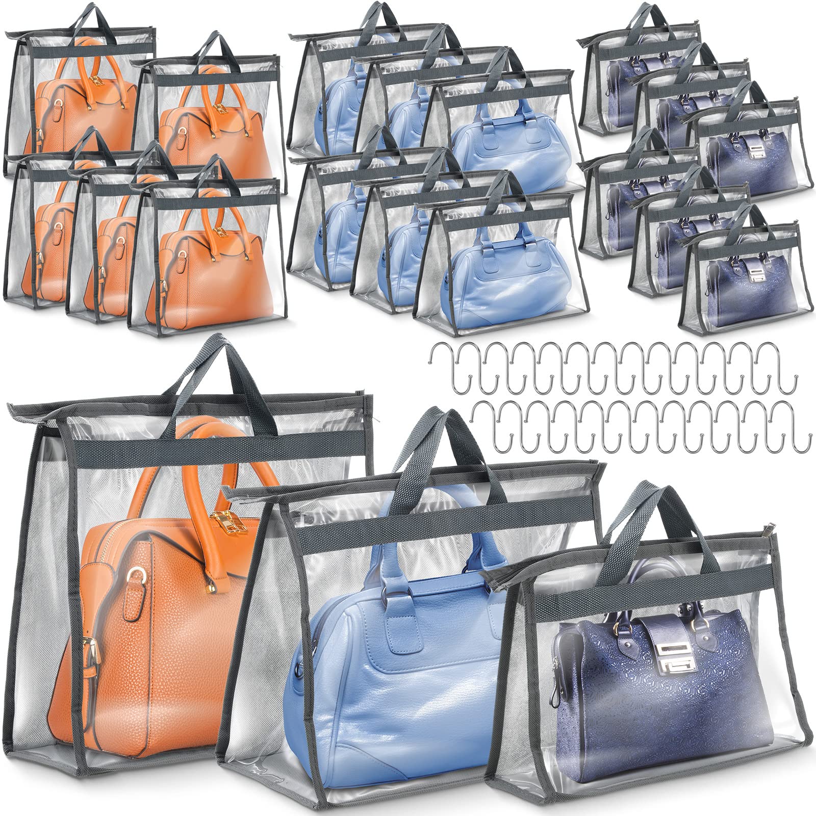 Bolsa De Mão Dust Bags Chumia, Pacote Com 20, Clear Storage, 3 Tamanhos, Cinza