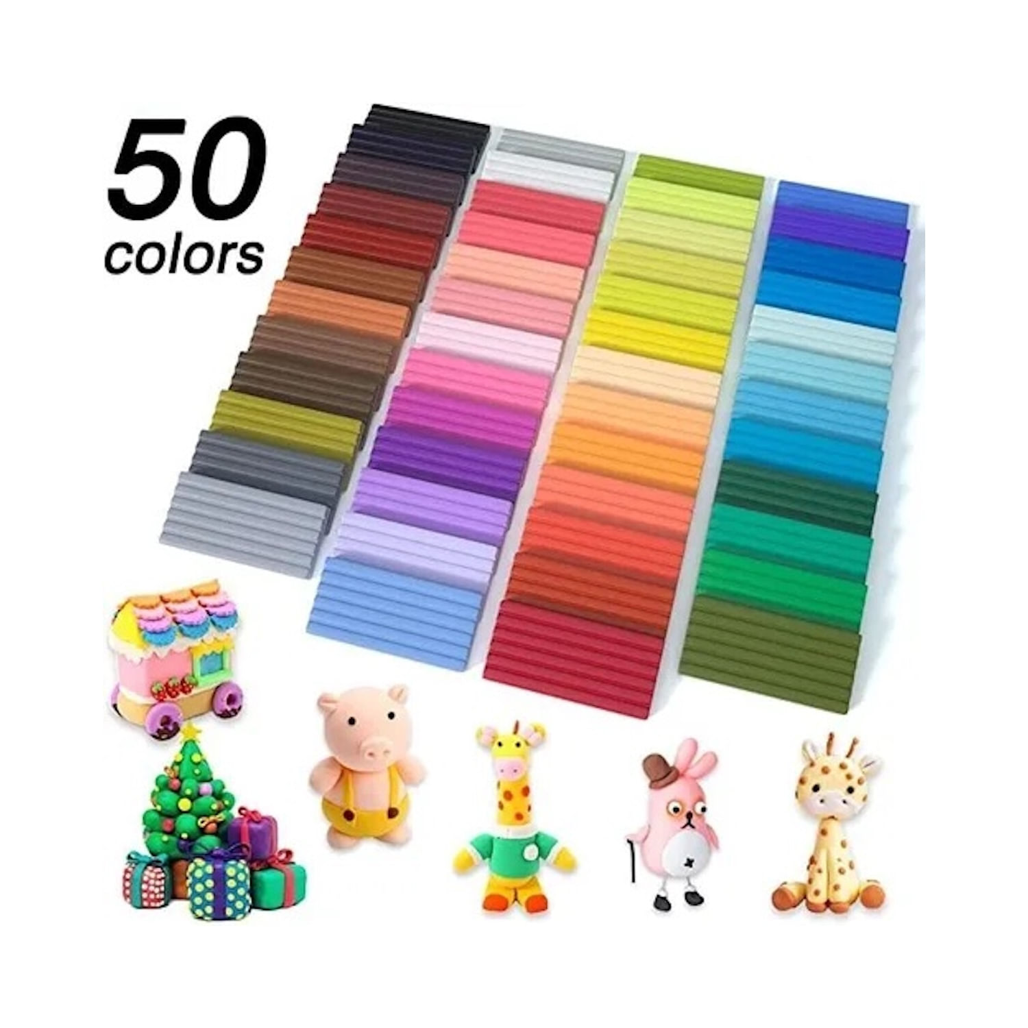 Conjunto De Argila De Polímero Com 50 Cores E Acessórios