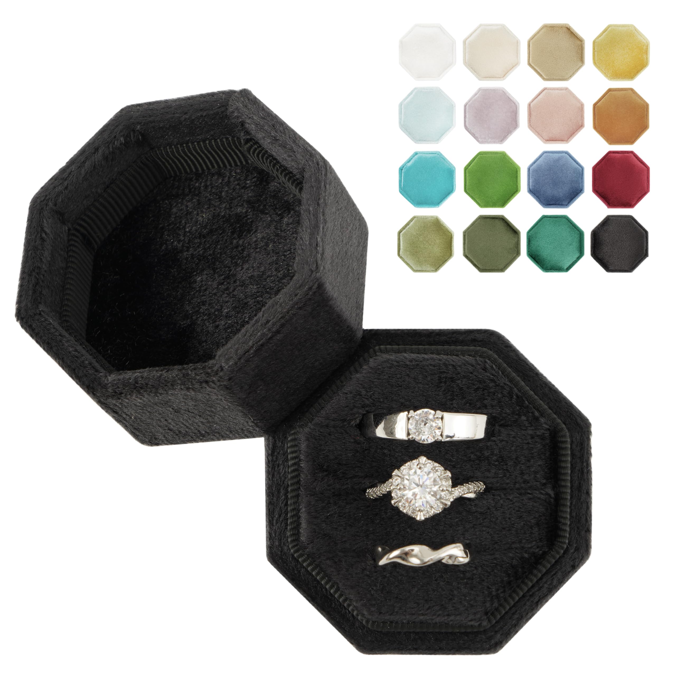 Caixa De Anel Vacfulliven Velvet Wedding 3 Slots Em Estilo Vintage