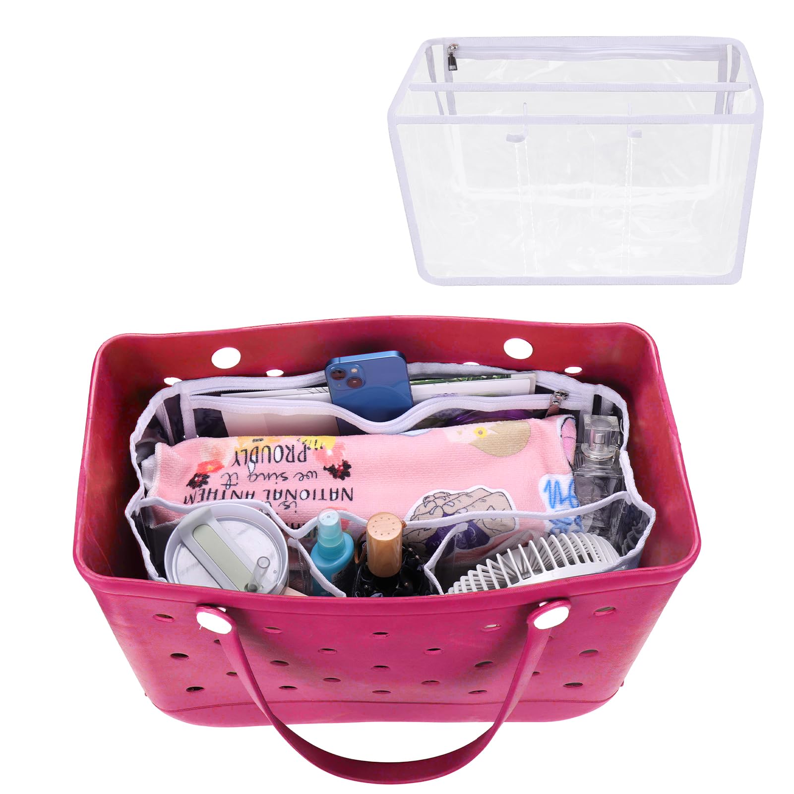 Organizador De Bolsas De Praia Aiersa Clear Para Bogg Bag X Large - Branco