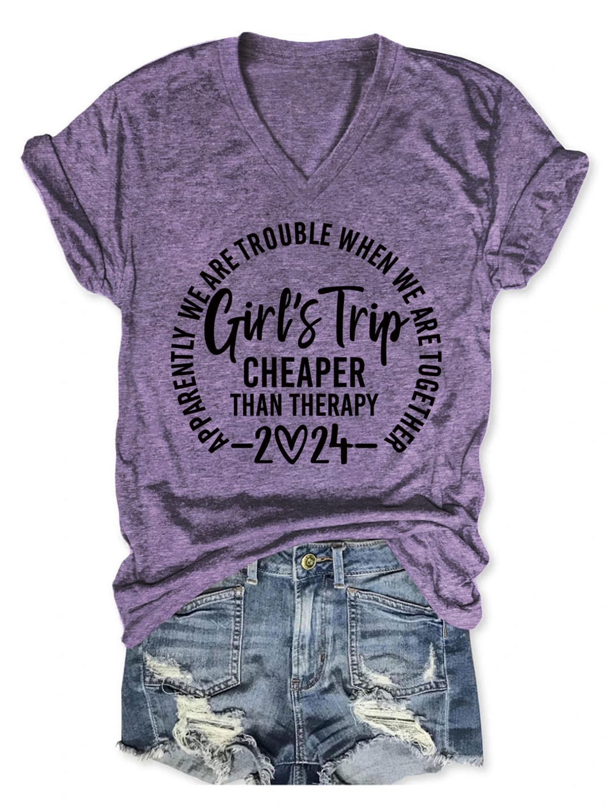 Camiseta Qyz-top Girls Trip Cheaper Than Than Therapy 2024 Roxa 2gg