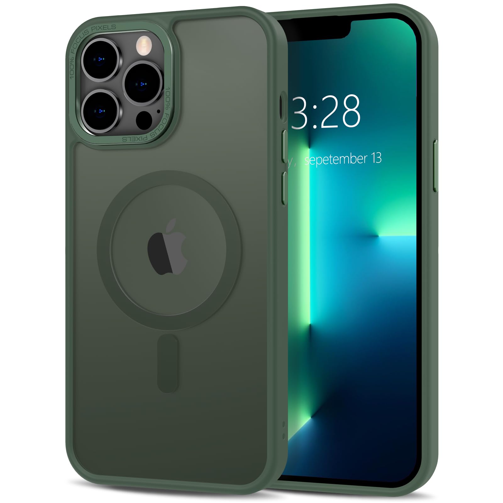 Capa De Telefone Anuck Para Iphone 13 Pro Max Com Magsafe Verde Escuro