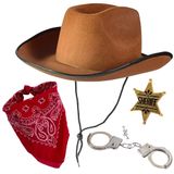 Fantasia Funny Party Hats Sheriff Para Crianças Com Conjunto De Acessórios