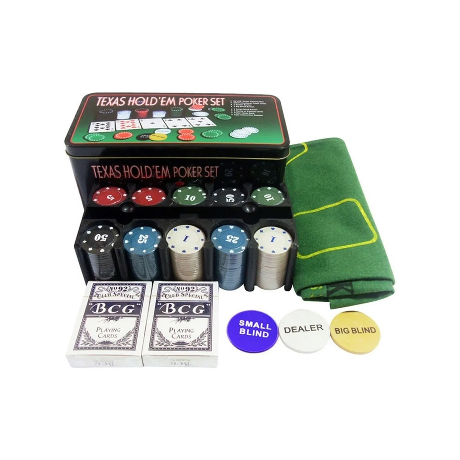 Conjunto De Poker: Jogo De Tabuleiro, 200 Fichas, Cartas De Baralho, Fichas