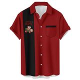 Camisa De Boliche Curbodo Santa 04 Para Homens De Manga Curta Havaiana