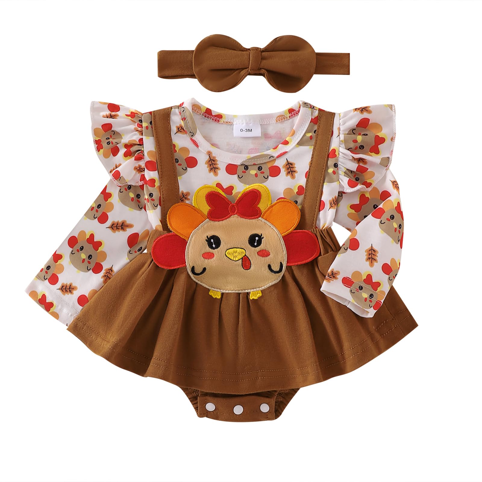 Roupa De Menina Yingisfitm Vestido De Ação De Graças Na Turquia 9-12m