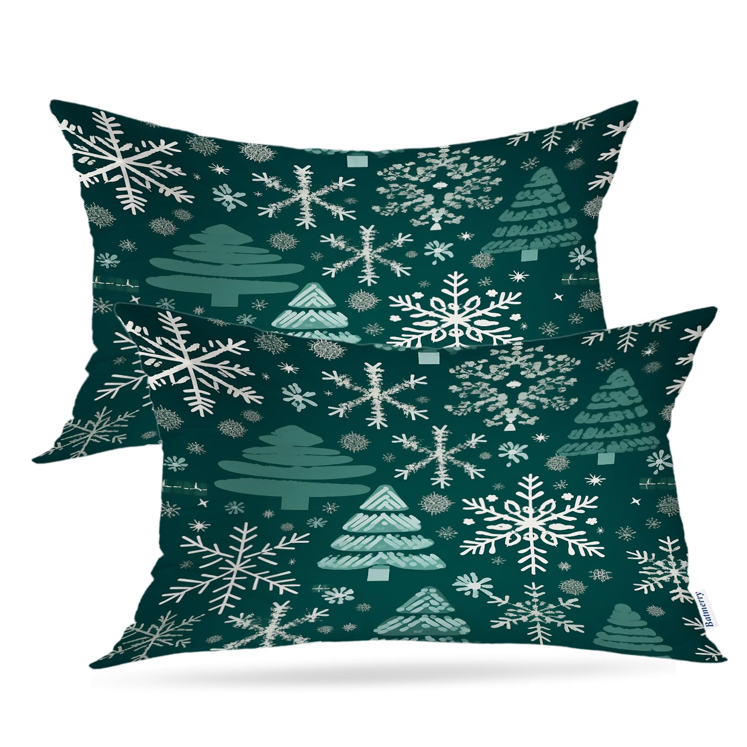 Capa De Travesseiro Batmerry Winter Fir Tree Green 30x50cm (conjunto De 2)