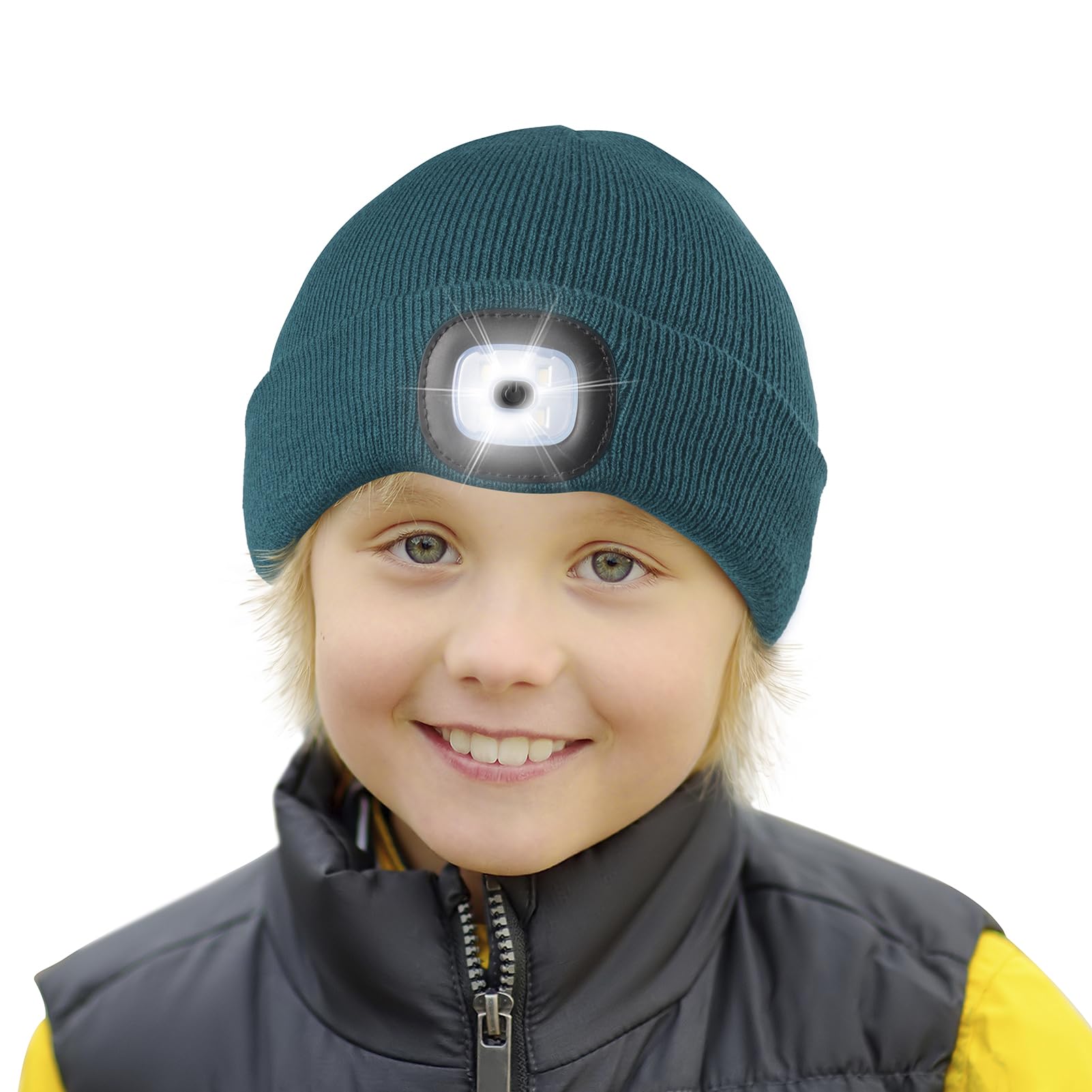 Beanie Etsfmoa Unissex Com Farol Recarregável Verde Escuro