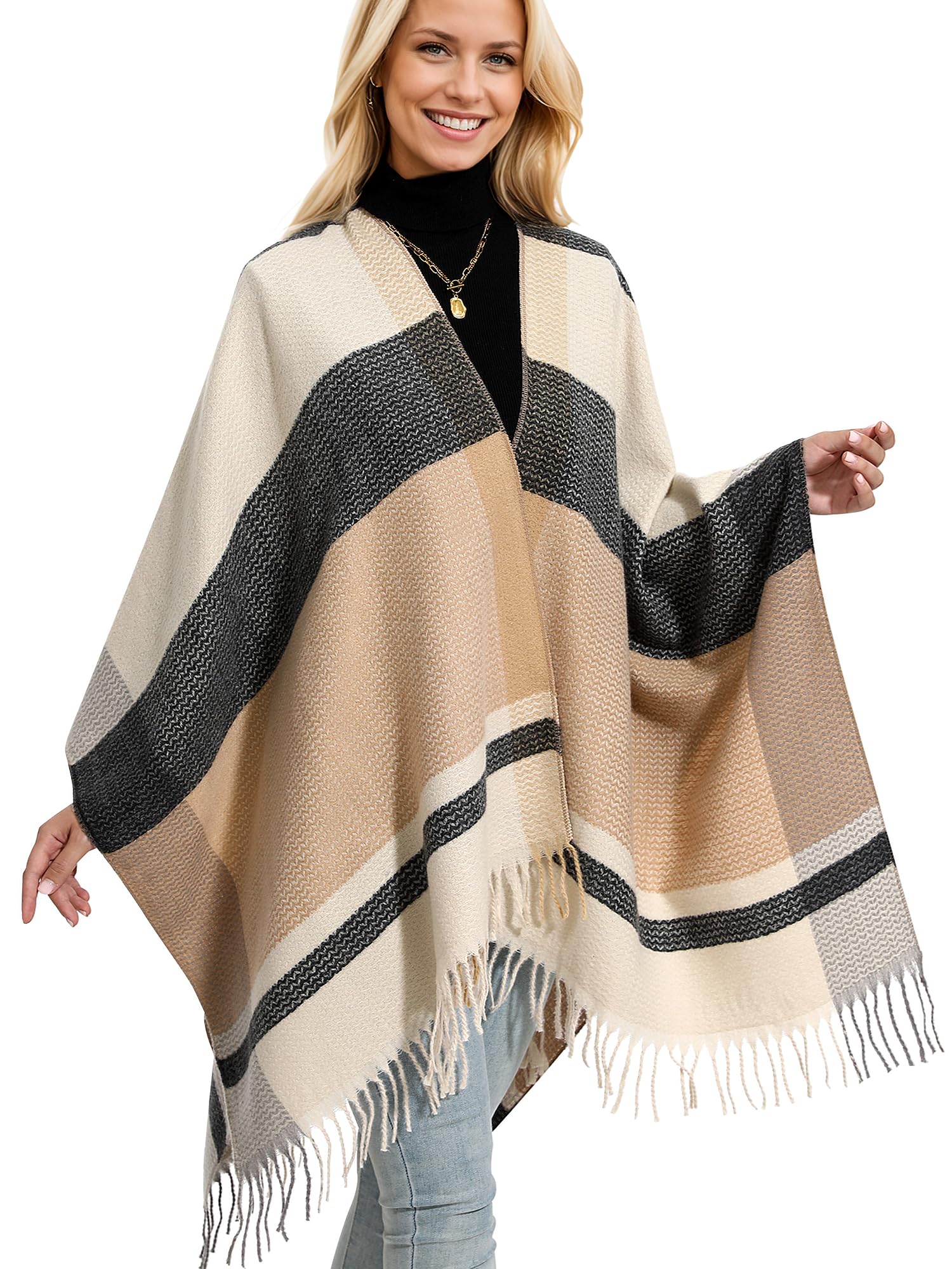 Suéter De Poncho Shawl Wraps Holdina Warm Winter, Outono, Outono, Mulher