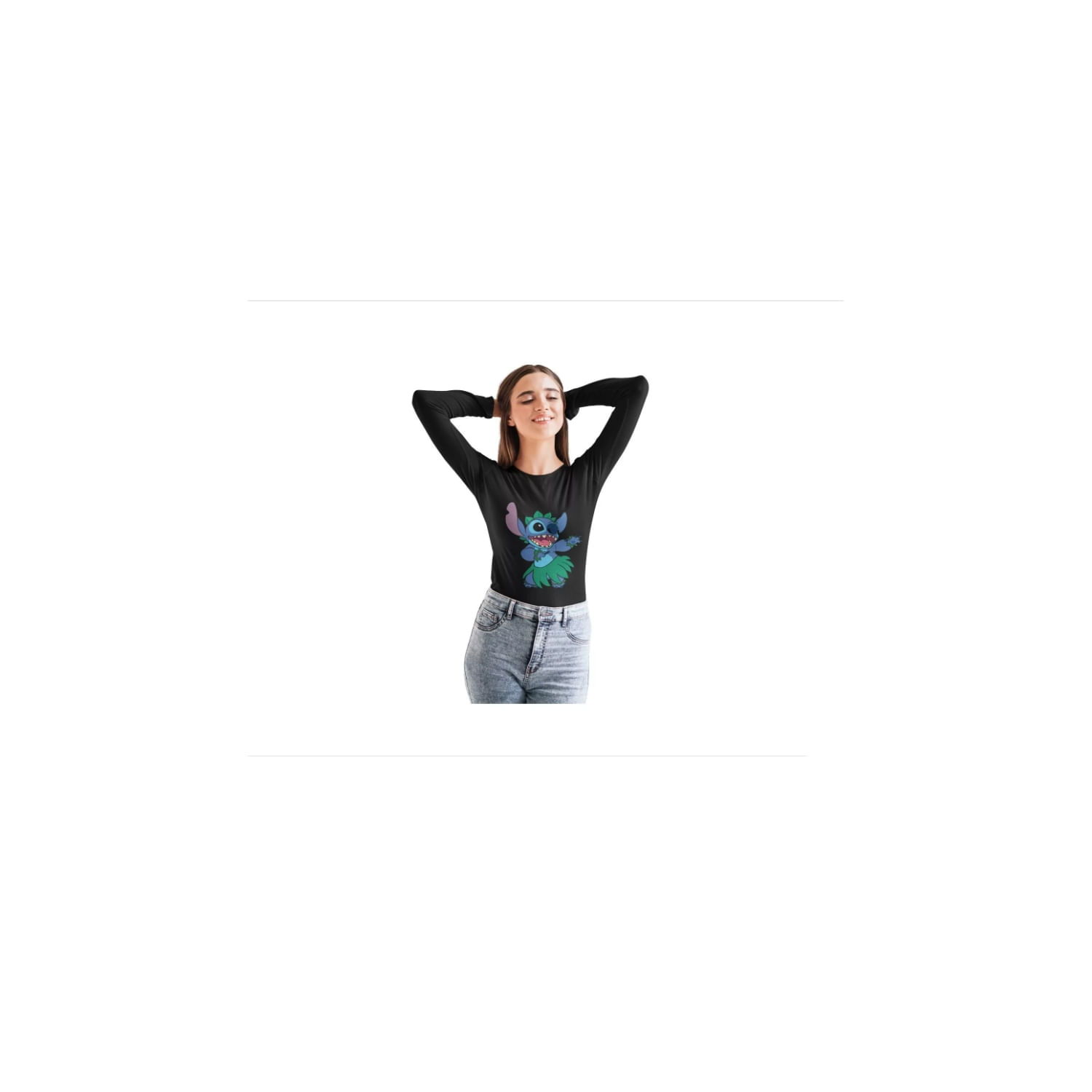 Camiseta Longa Lady Lilo And Stitch Monkey 326 Hawaii