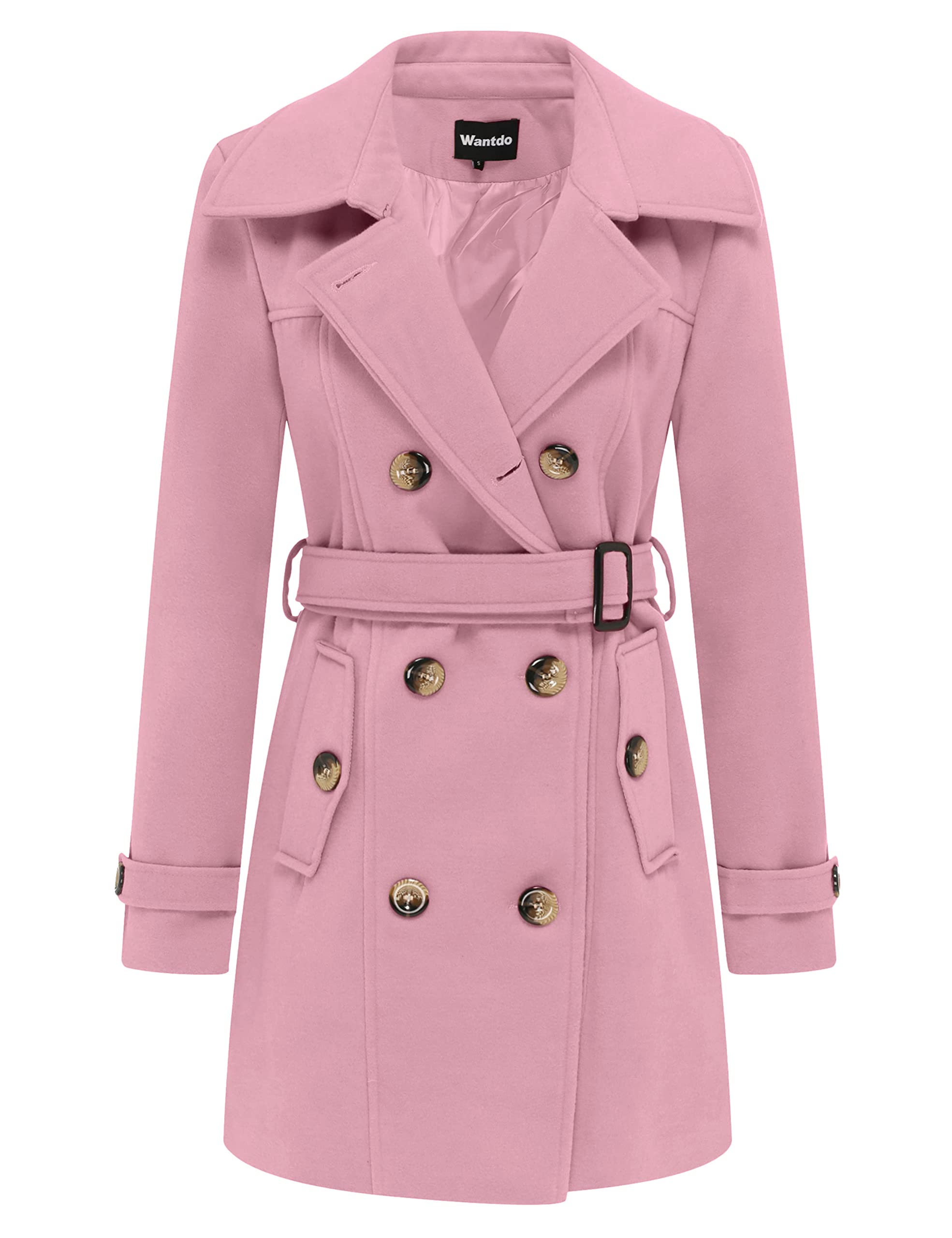 Casaco Feminino Pea Coat Wantdo, De Inverno, De Comprimento Médio, Rosa 2gg