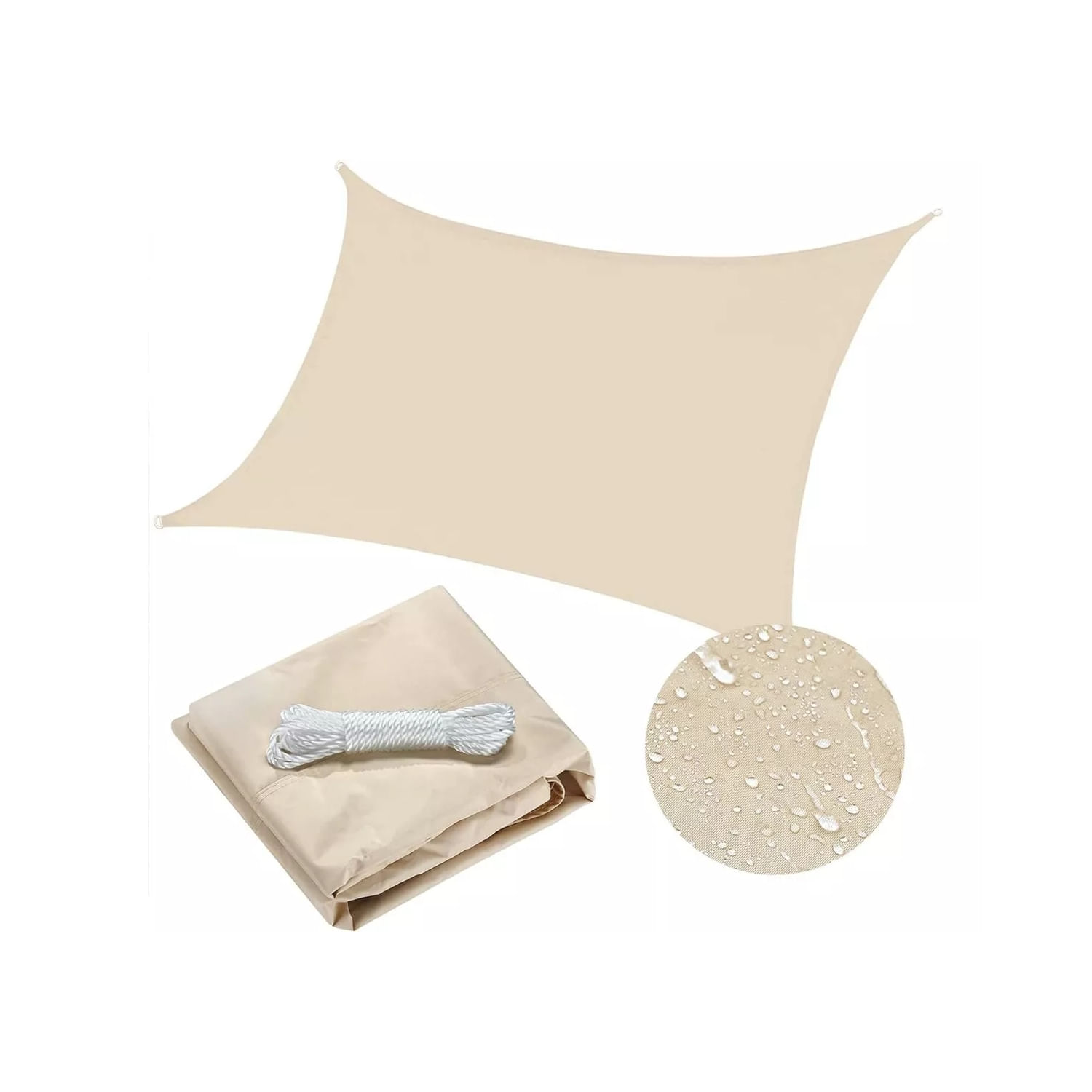 Toldo Shade Sail 95 Mesh Hdpe Anti-uv 3 M X 2 M Bege