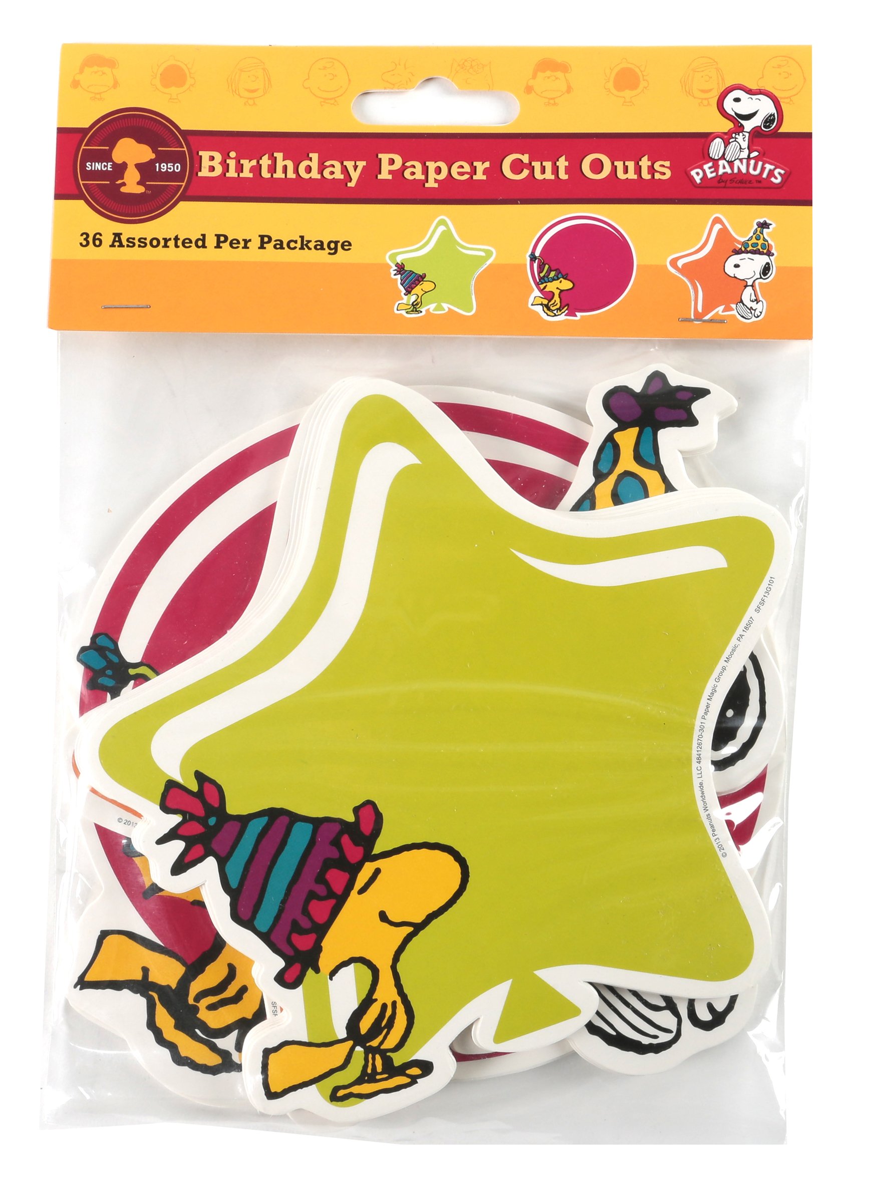 Diversos Recortes De Papel Eureka Peanuts Birthday, 36 Peças