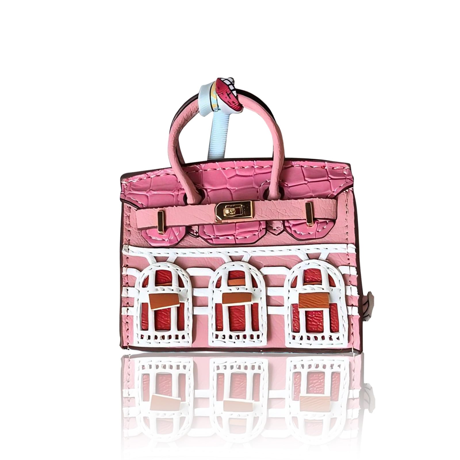 Bag Charms Edibling Preppy Bag Charms Leather Pink