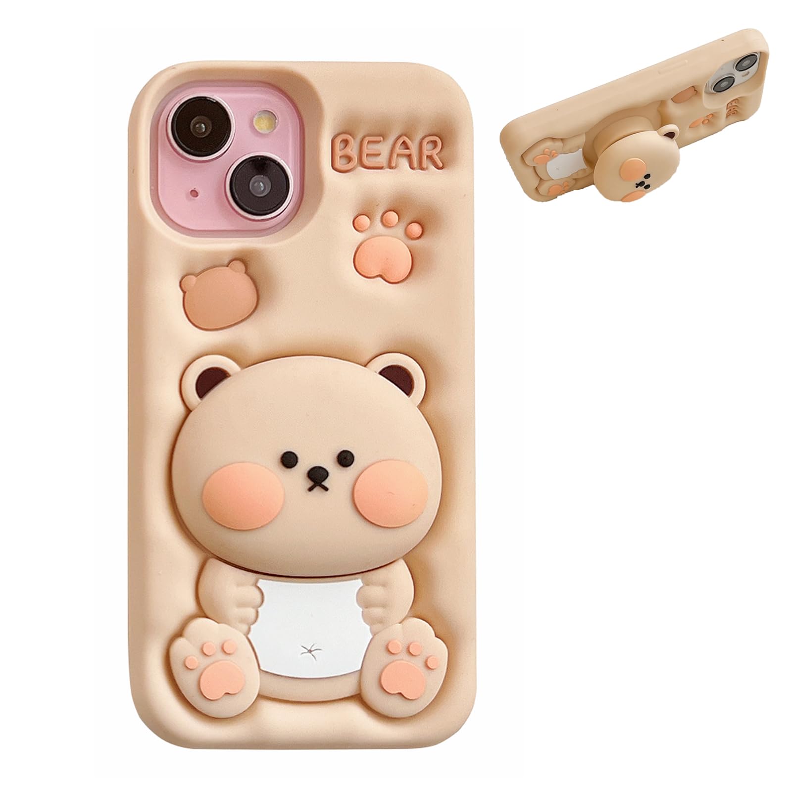 Capa De Telefone Qokcoahn Para Iphone 14 Pro Max Cute 3d Bear Design