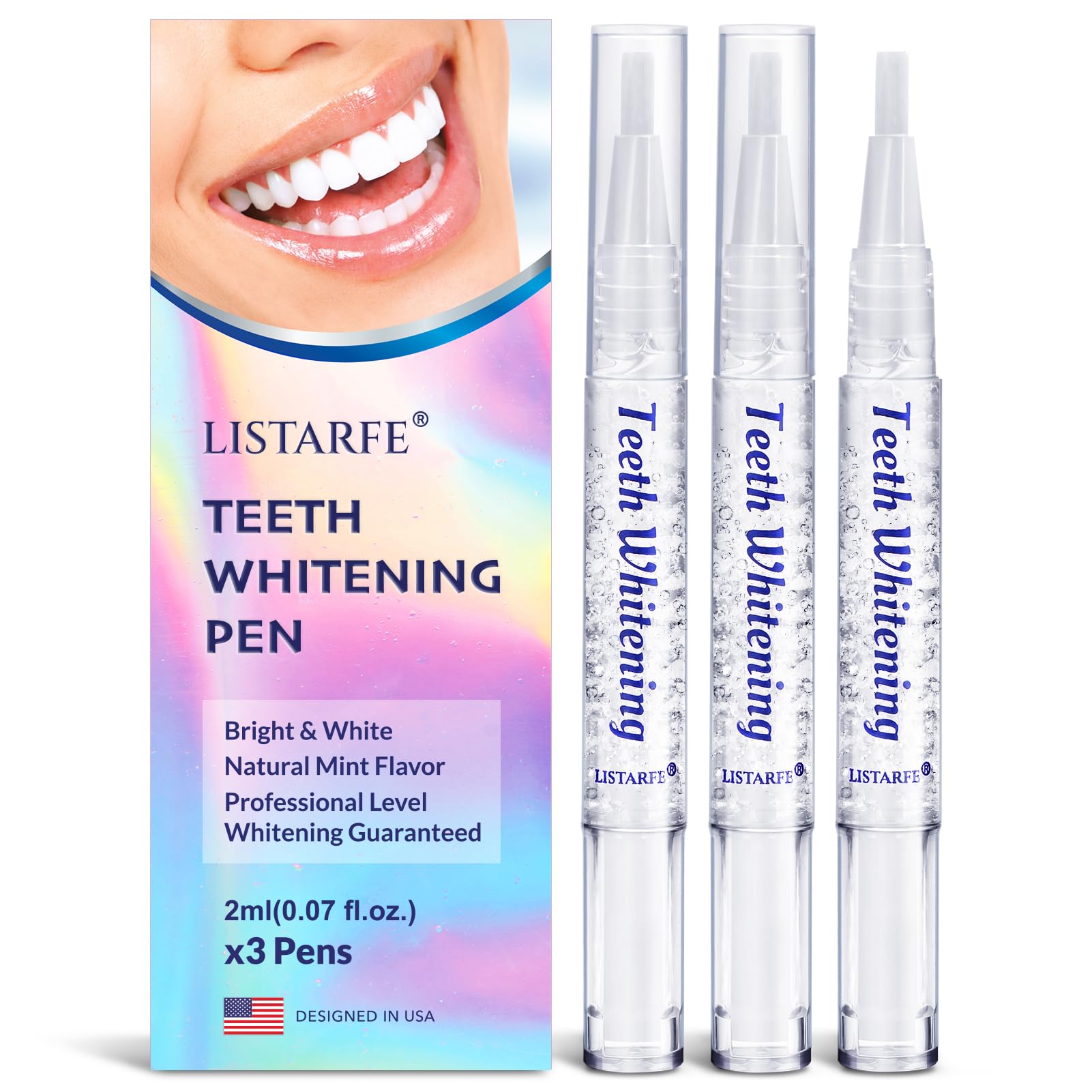 Caneta Clareadora De Dentes Listarfe, 3 Unidades Com Mais De 30 Usos, Sabor De Menta