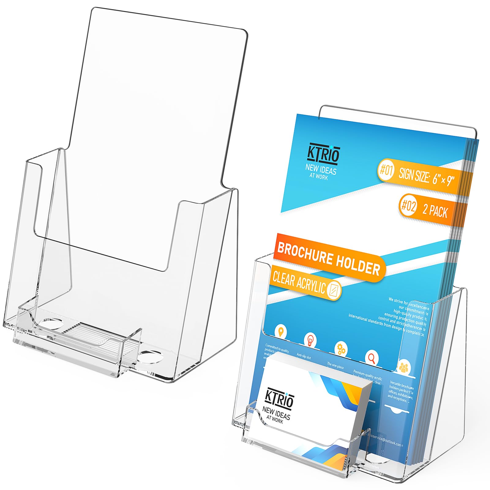 Suporte De Brochura Em Acrílico Ktrio, 6x9 Polegadas, Transparente, Pacote Com 2 Cartões