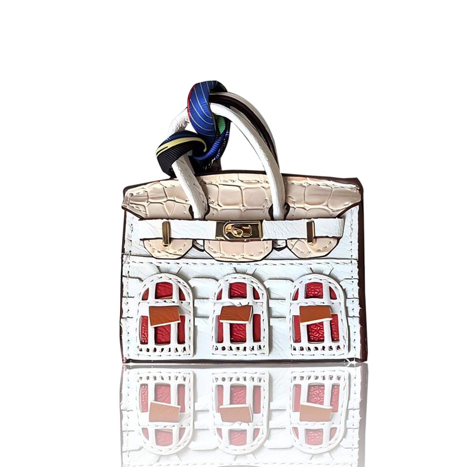 Bag Charms Edibling Preppy Leather Para Bolsas (branco)