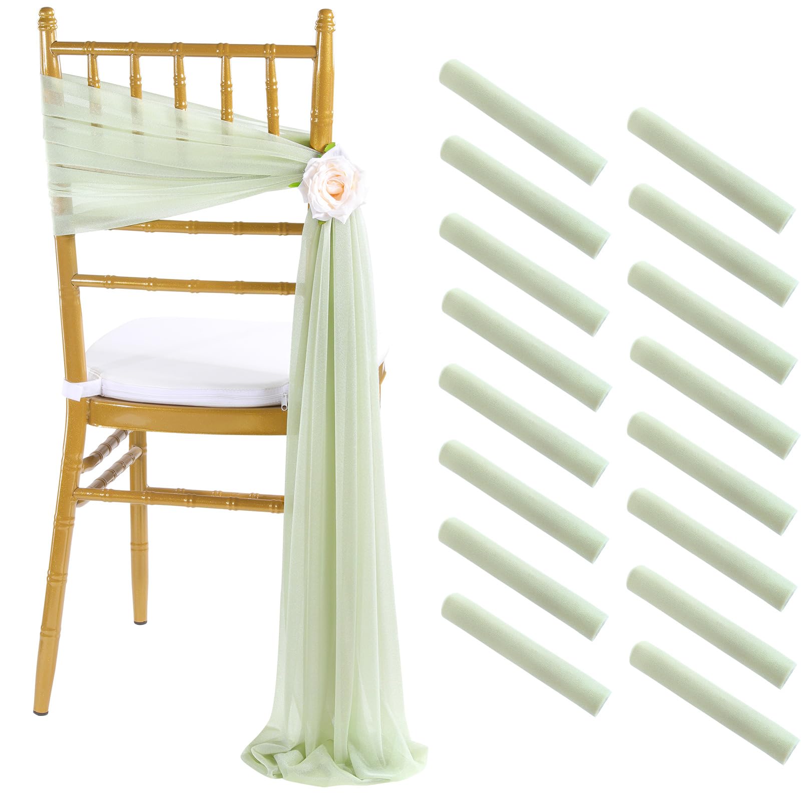 Cadeira De Casamento Sashes Fanqisi Sage Green 2,4 M 16 Peças