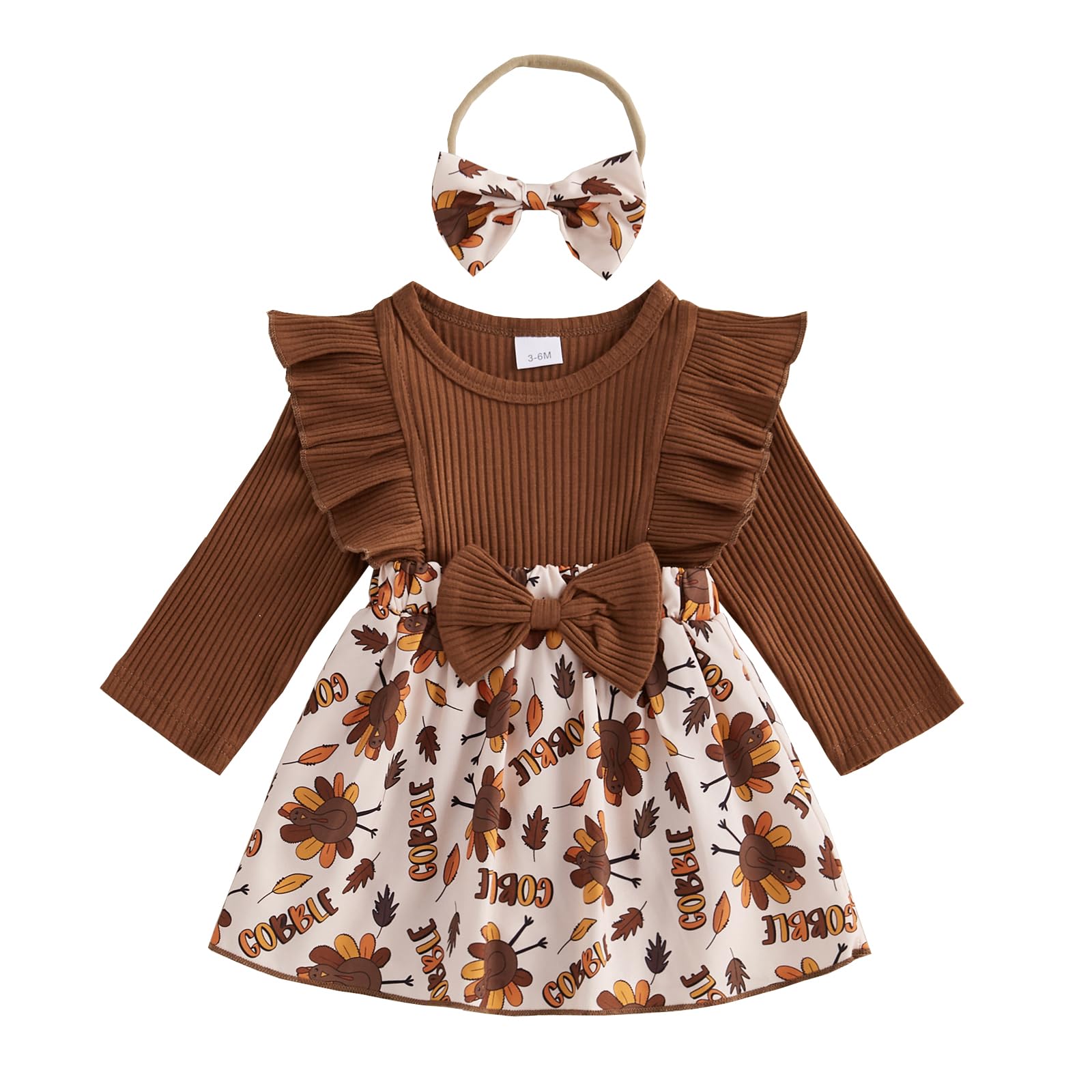 Vestido De Macacão Para Meninas Mozikqin, Roupa De Ação De Graças 9-12m