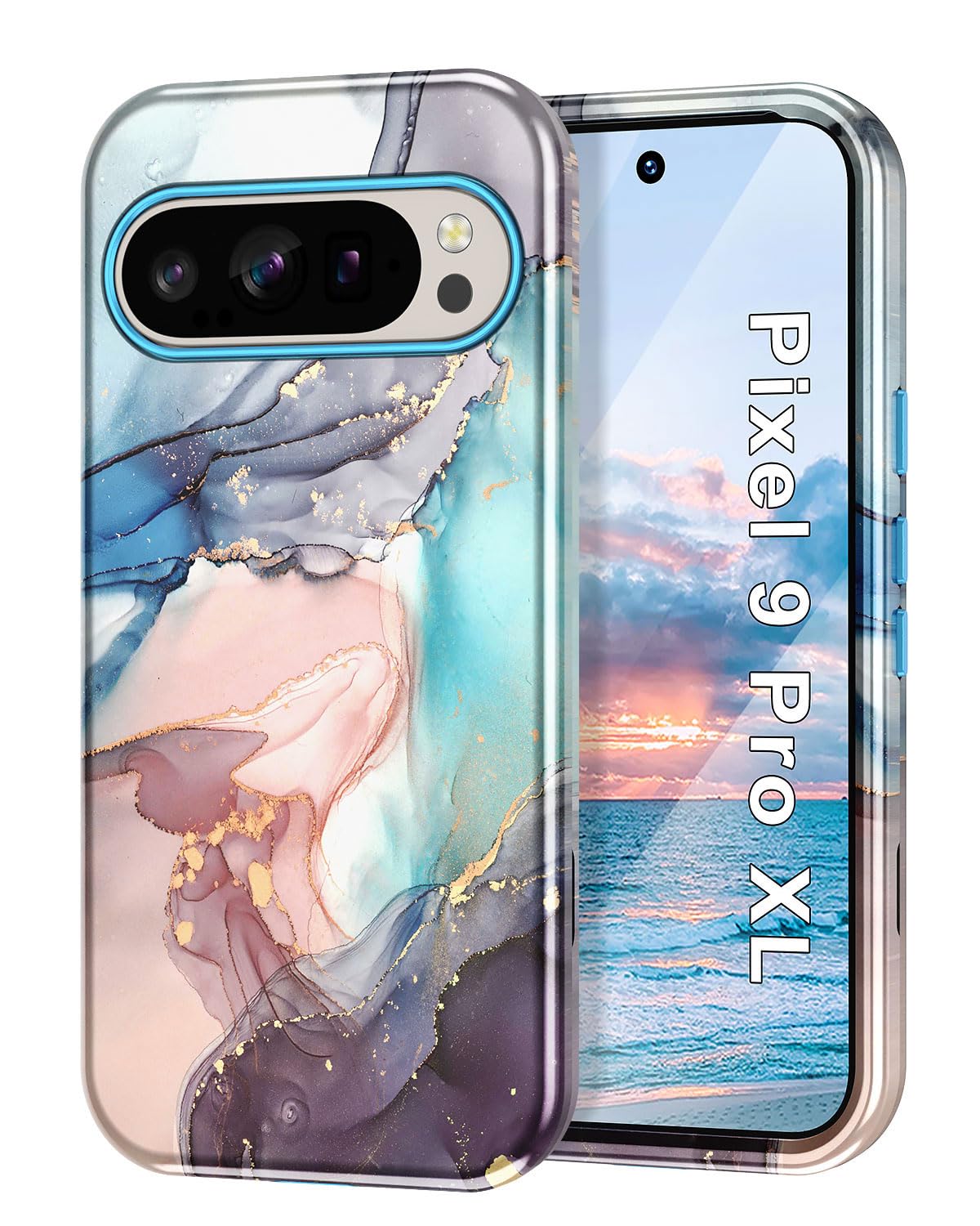 Capa De Telefone Btscase Para Google Pixel 9 Pro Xl 6,8" Azul Cinza