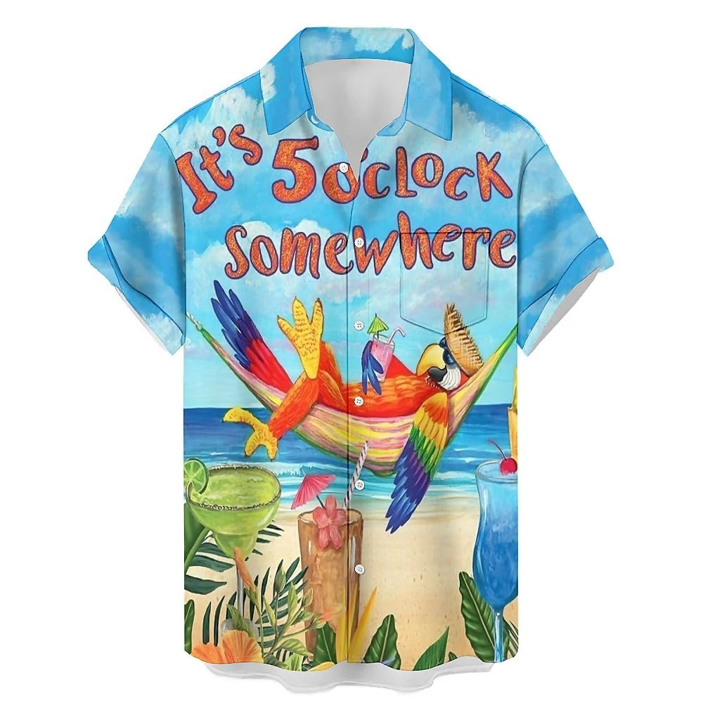 Camisa Hlcfaci 2024 Com Estampa De Papagaio Havaiano Masculina