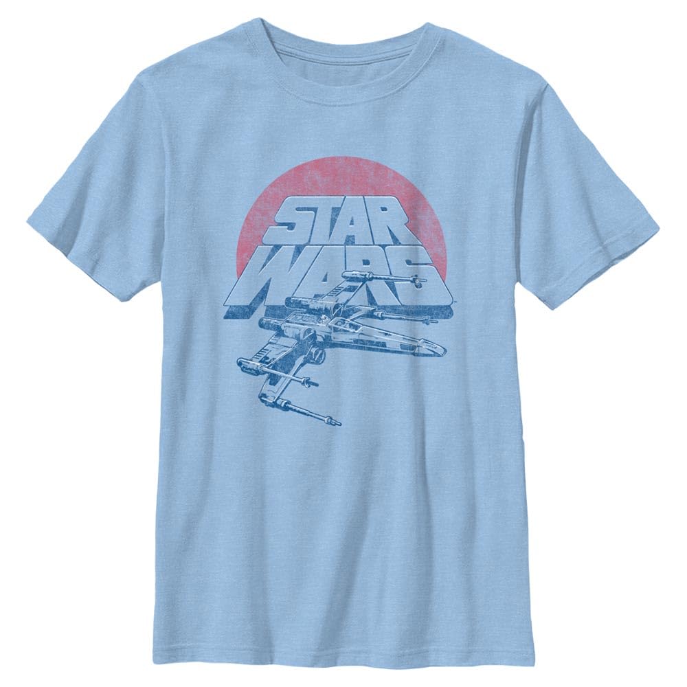 Camiseta Masculina Star Wars Vintage X-wing Fighter Azul Claro