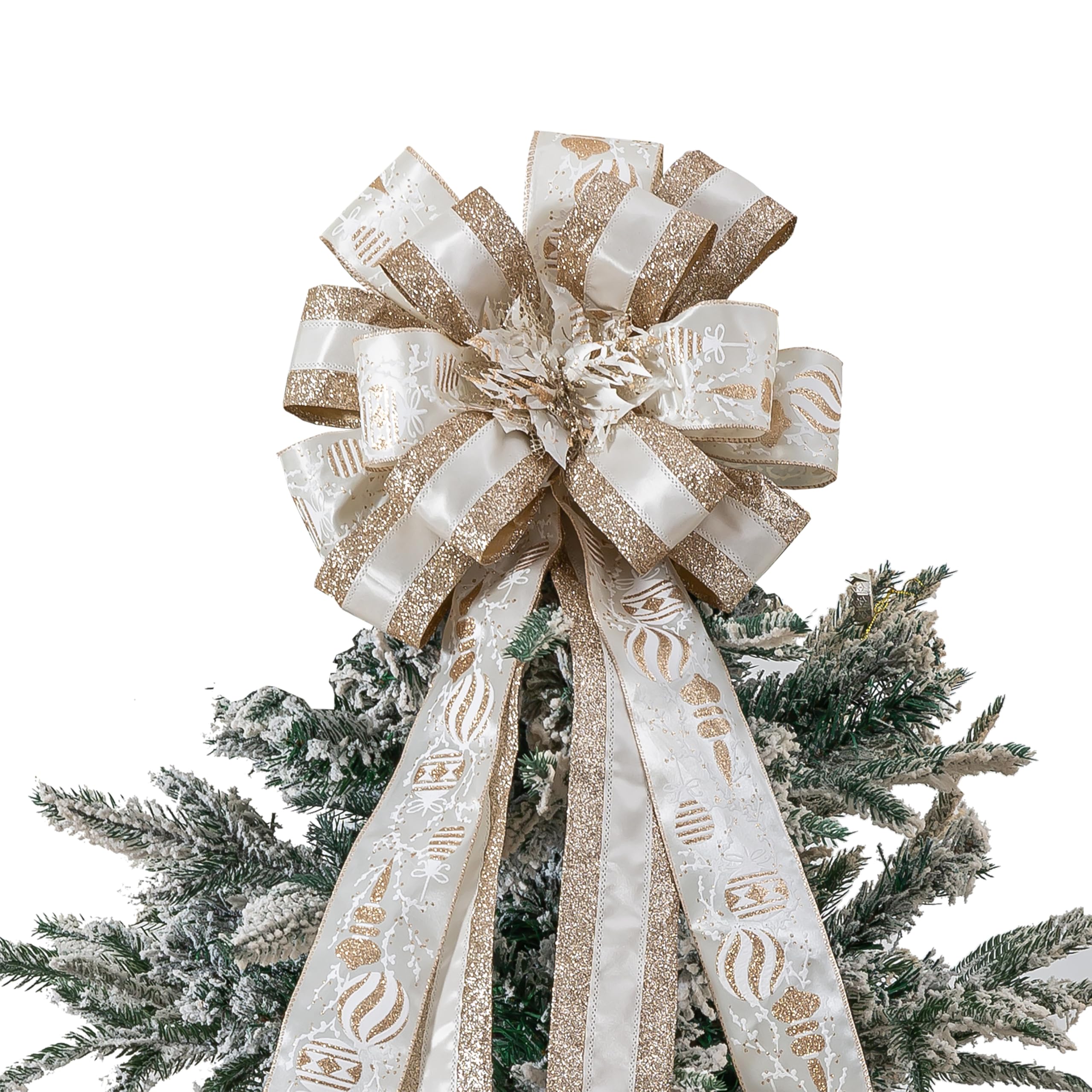 Topper Topper Bow Flower Zcchsyqi Branco Dourado