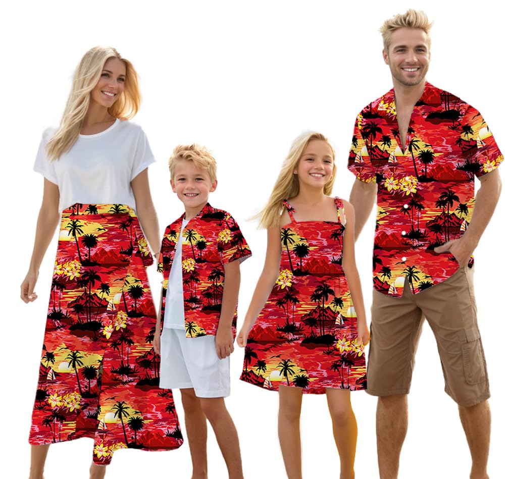 Roupas Havaianas Combinando Camisa Vermelha Cromoncent Family