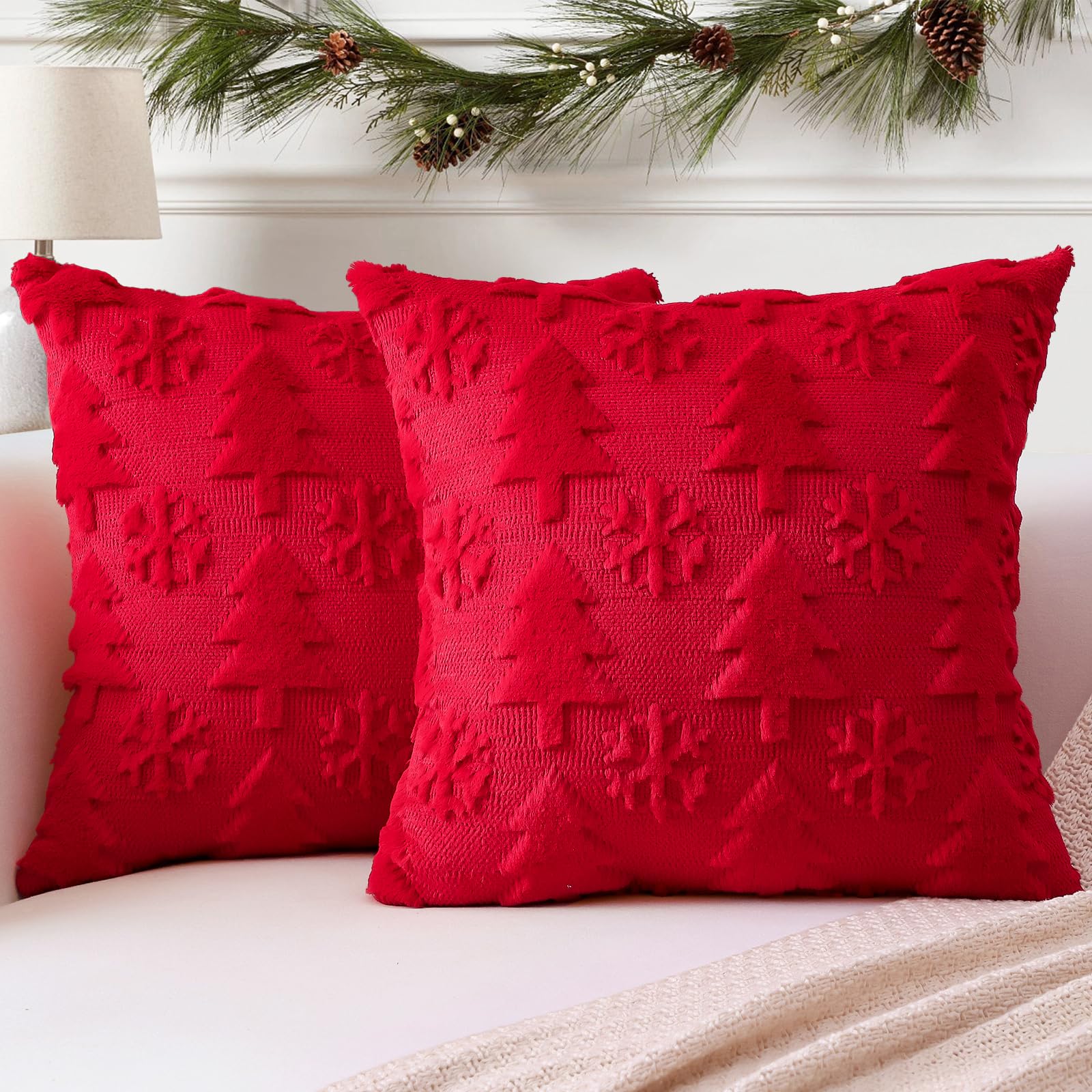 Capas De Almofada Otostar Xmas Short Wool Velvet Red 60x60cm