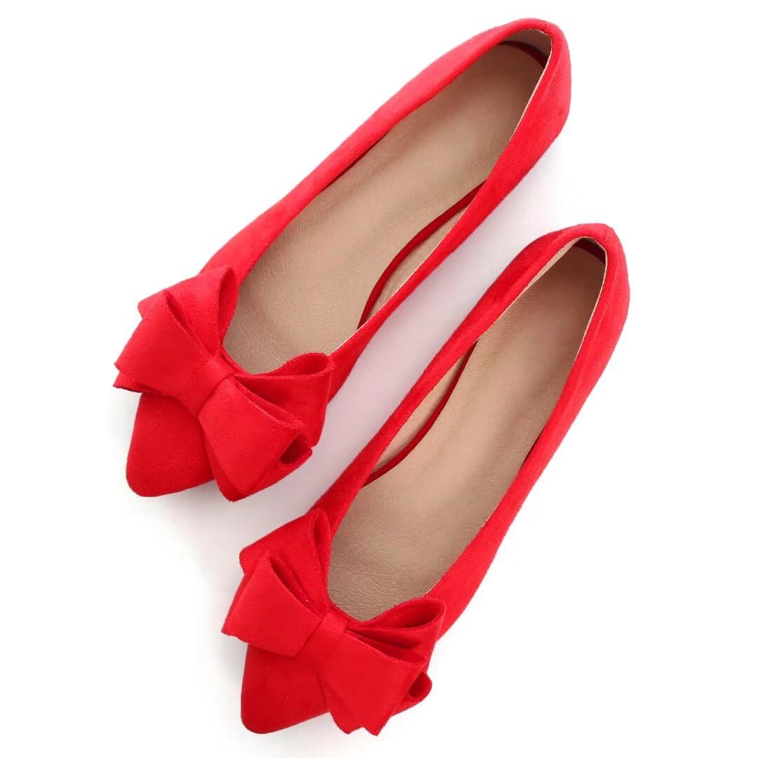 Ballet Flats Tn Tangnest, Camurça Vermelha E Melancia Para Mulheres