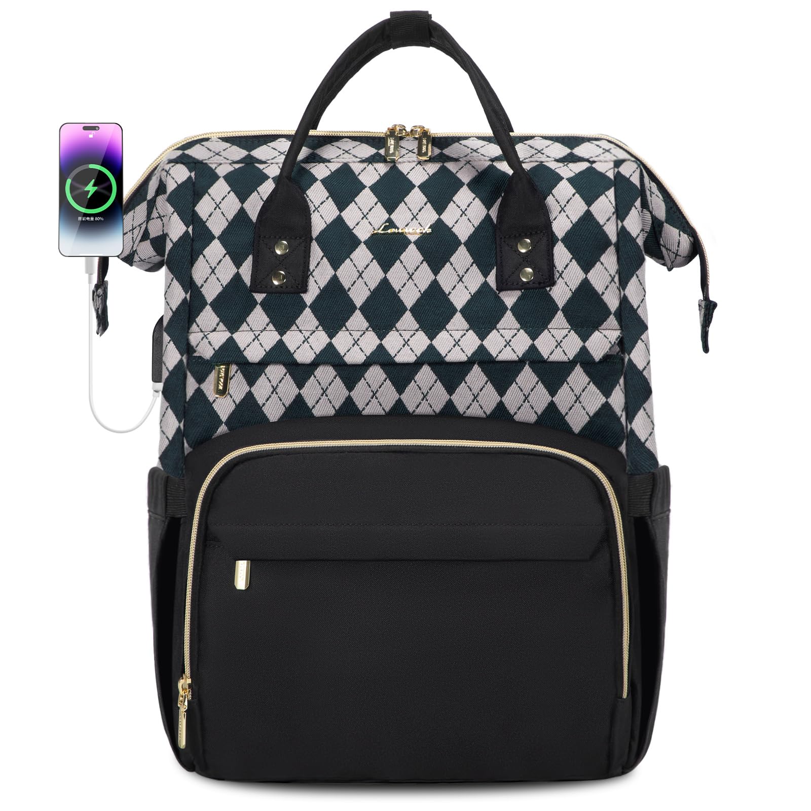 Mochila Para Laptop Lovevook Para Mulheres 15,6" Impermeável Verde