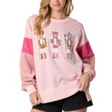 Moletom De Natal Cffvdiz Sequins Nutcracker Soldier Pink