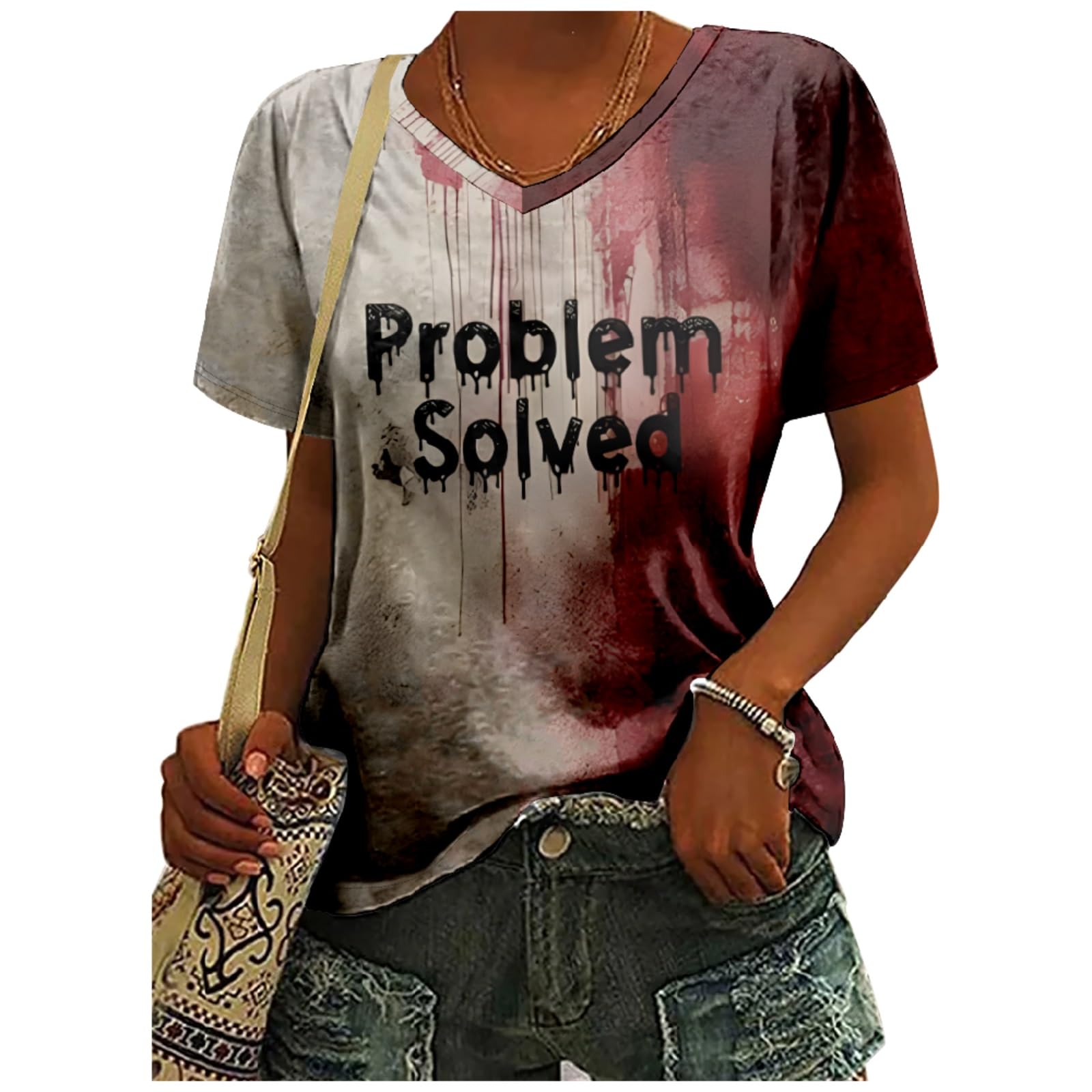 Camiseta Mdnfdap Problems Solved Blood For Women - I'm Fine