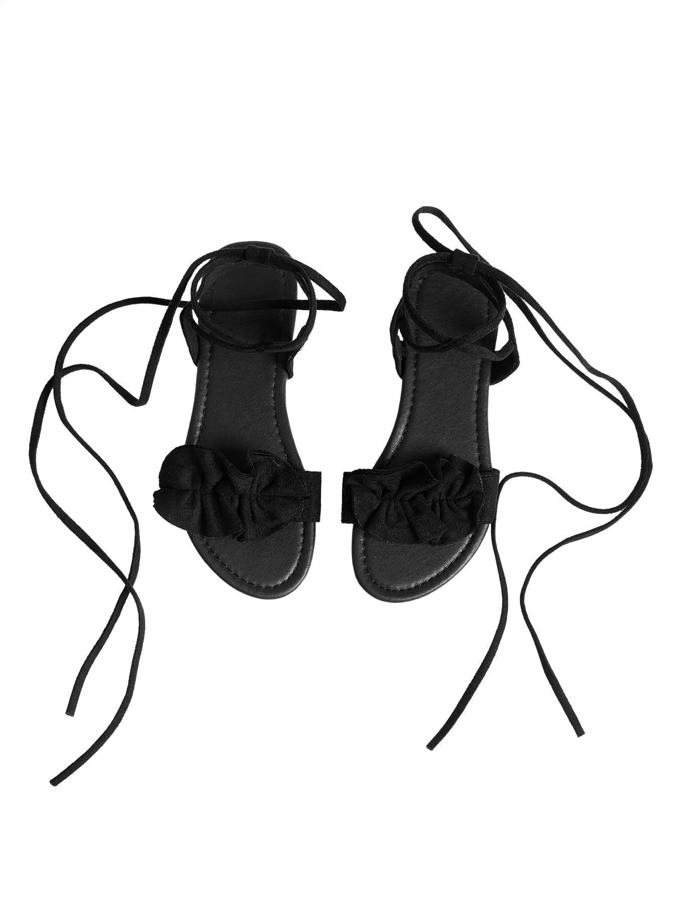 Sandálias Femininas Gorglitter Gladiator Com Cadarço Pretas Tamanho 38