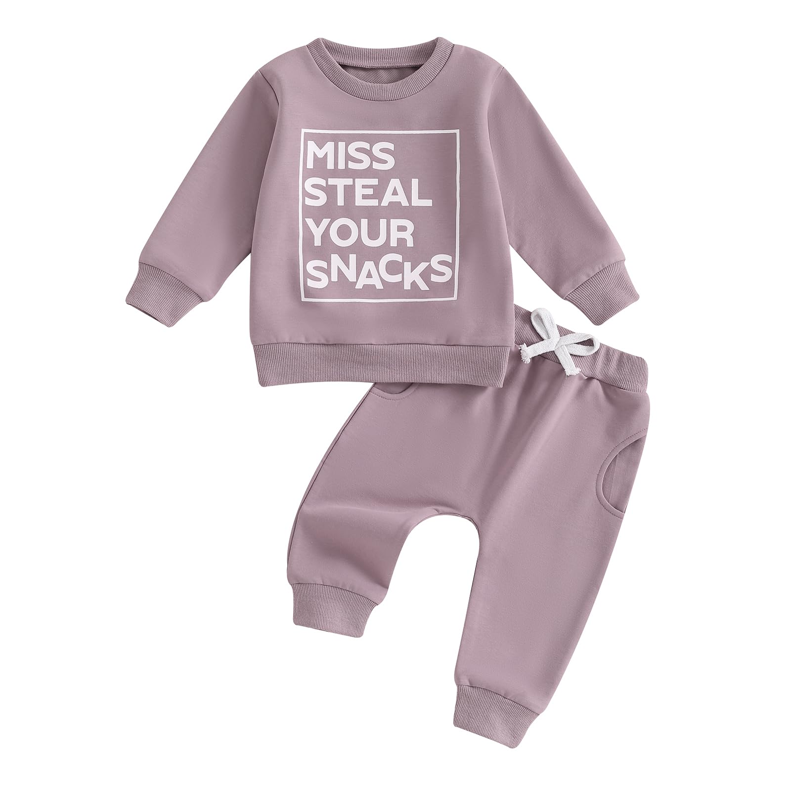 Conjunto De Roupas Para Bebês E Meninas, Outono, Manga Comprida, Calça Roxa