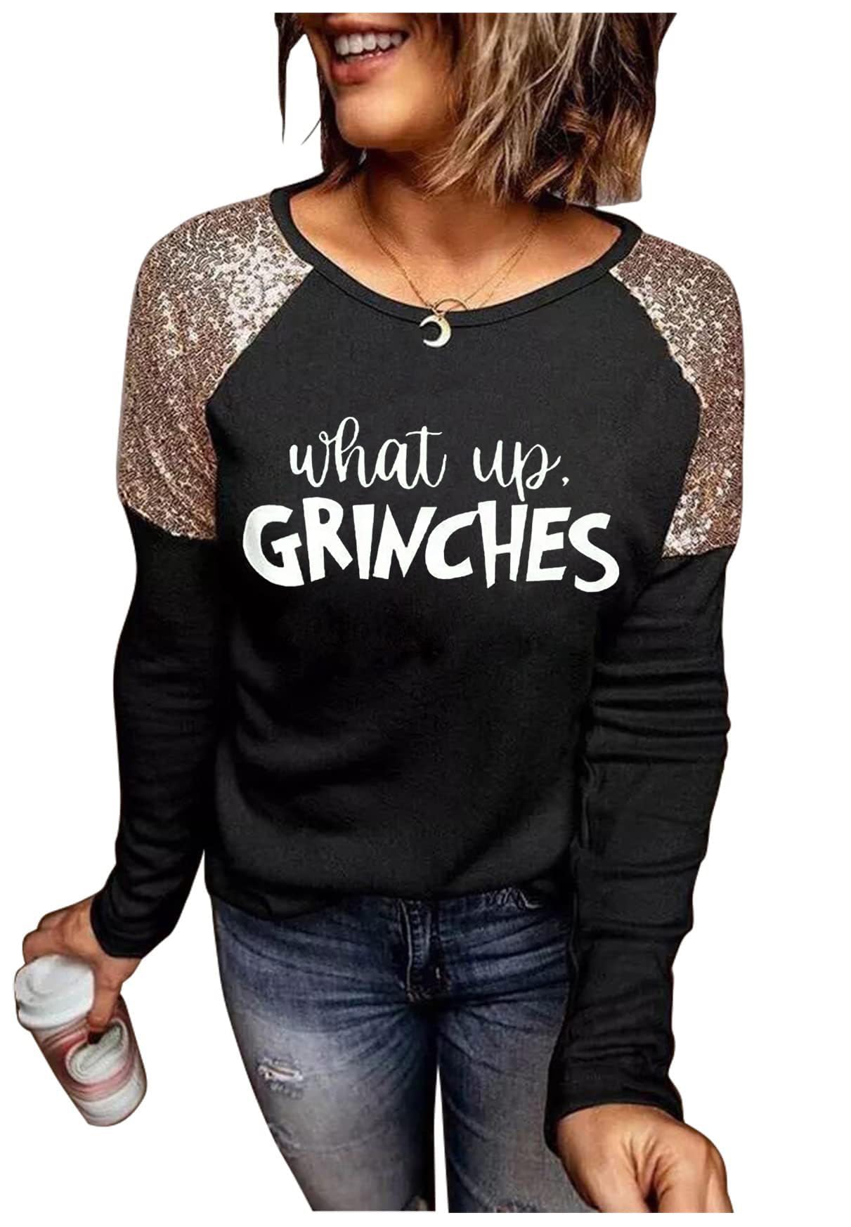 Moletom Yuaelria What Up Color Grinches Christmas Women